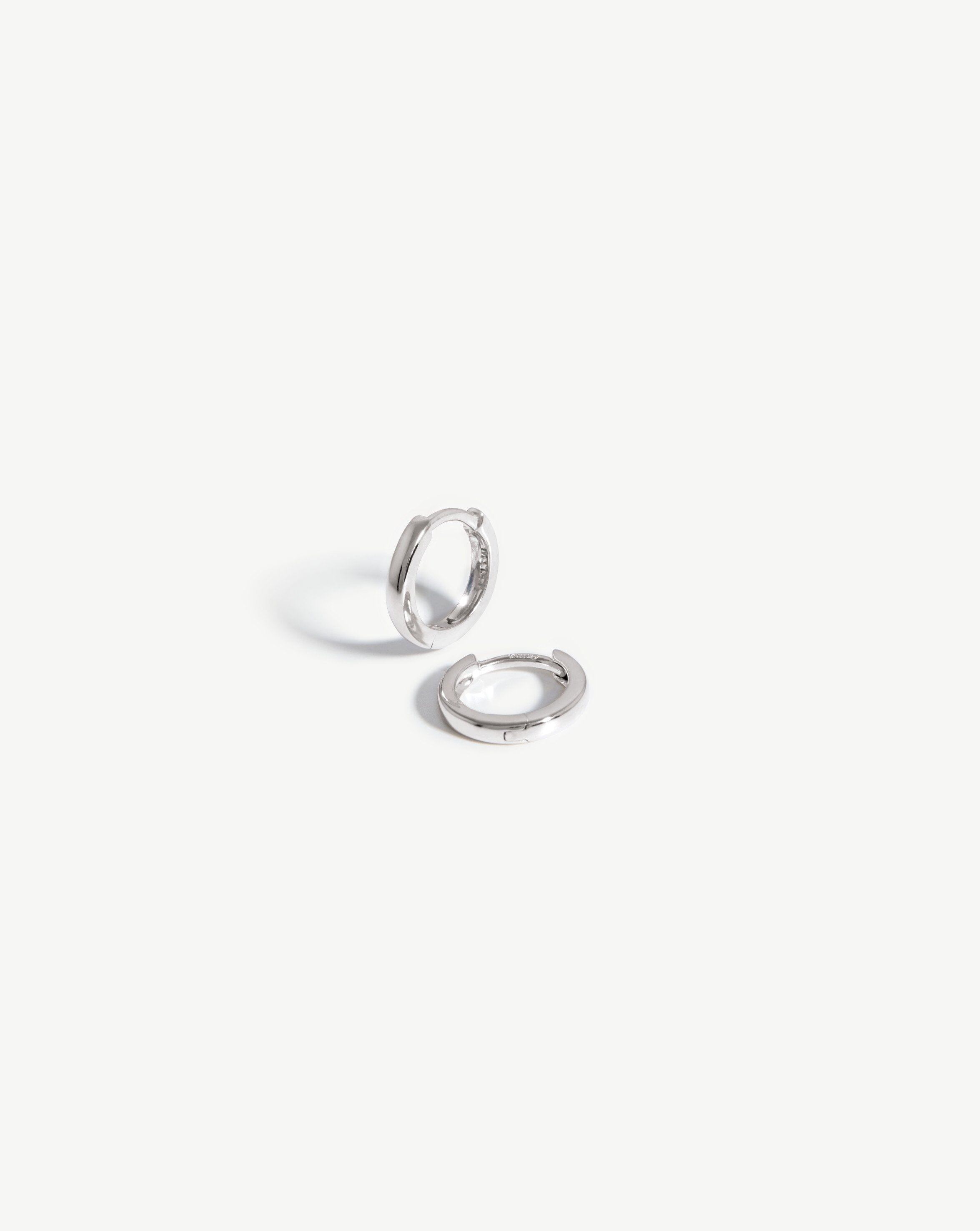 14k White Gold Huggie Earrings for Small Lobes | Recycled & Handcrafted