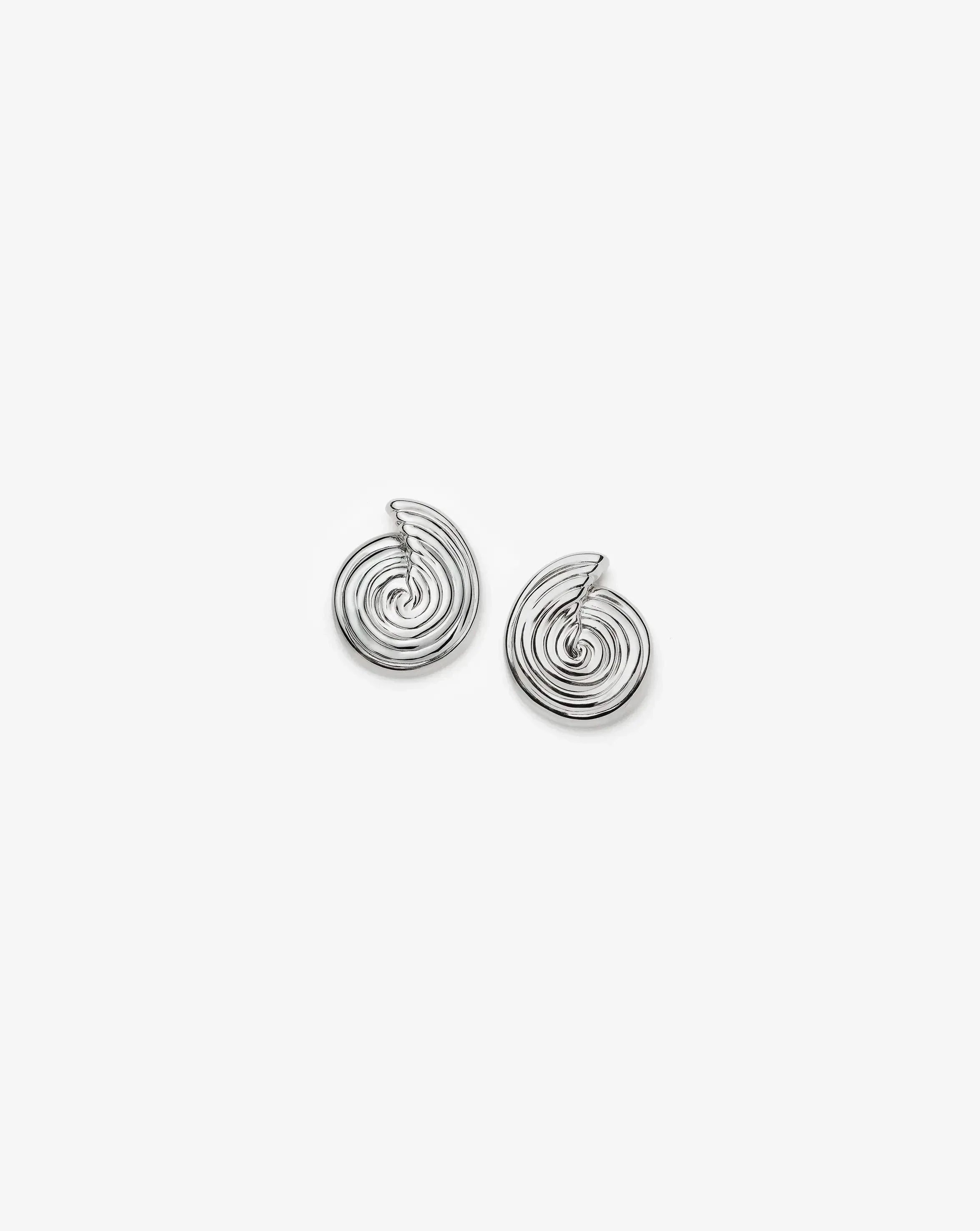 Silver Spiral Stud Earrings for Everyday Wear | Rhodium Plated