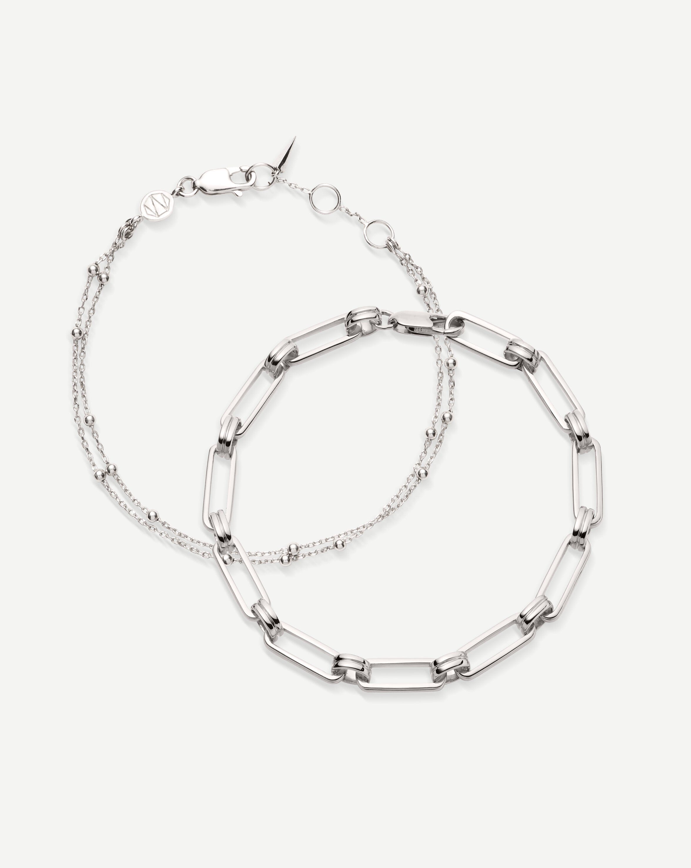 Recycled Sterling Silver Double Chain Bracelet Set | Aegis