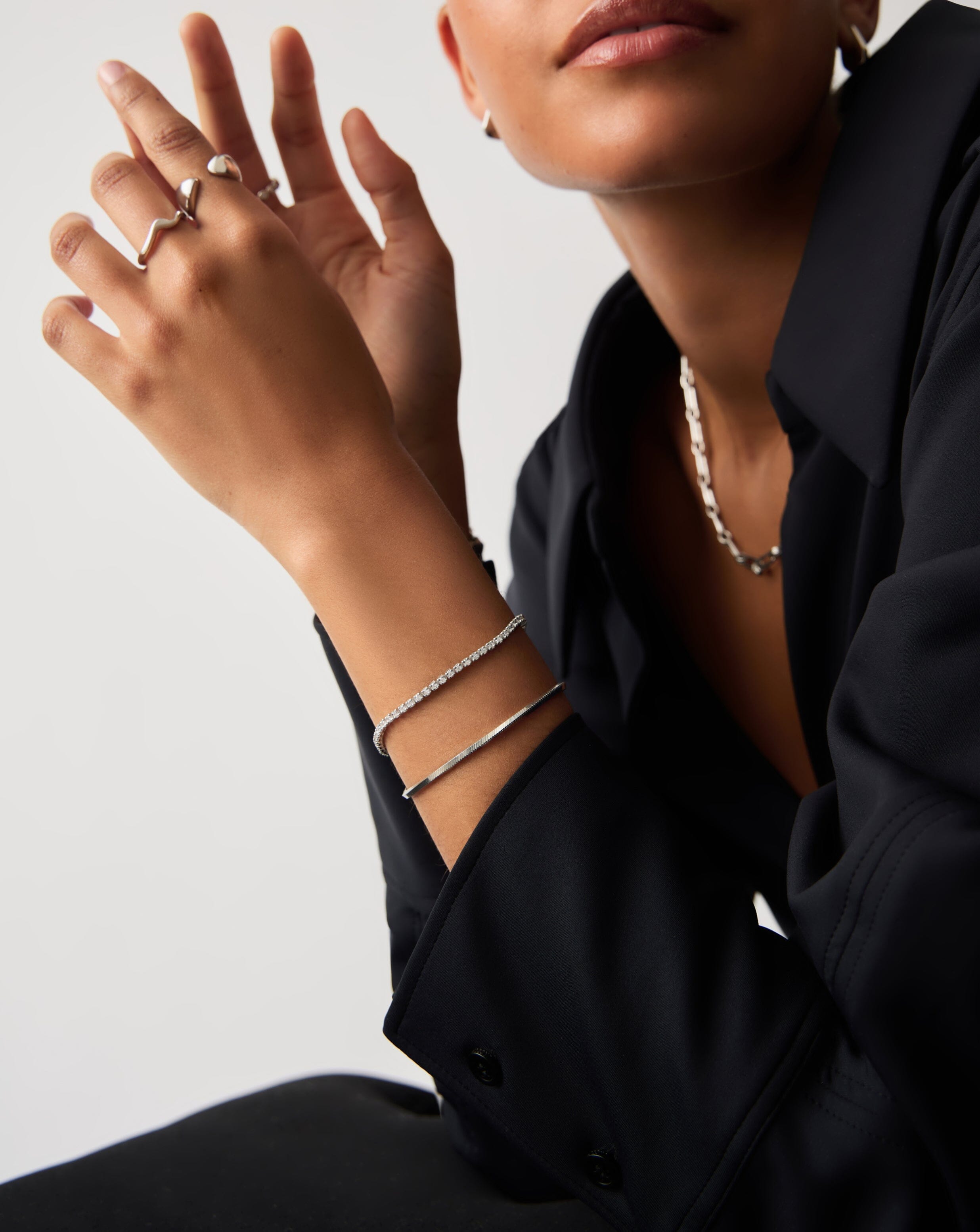 Sterling Silver Tennis & Snake Chain Bracelet Set | Missoma
