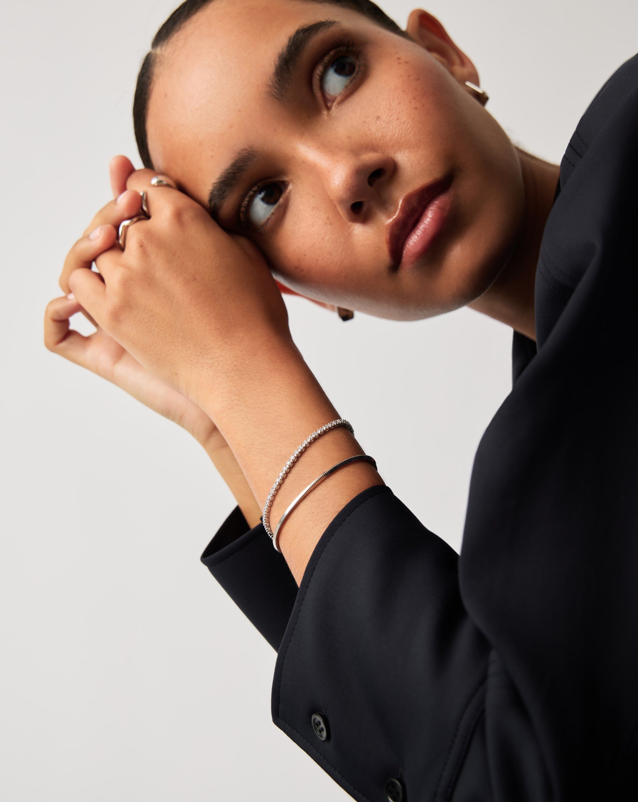 Sterling Silver Tennis & Snake Chain Bracelet Set | Missoma