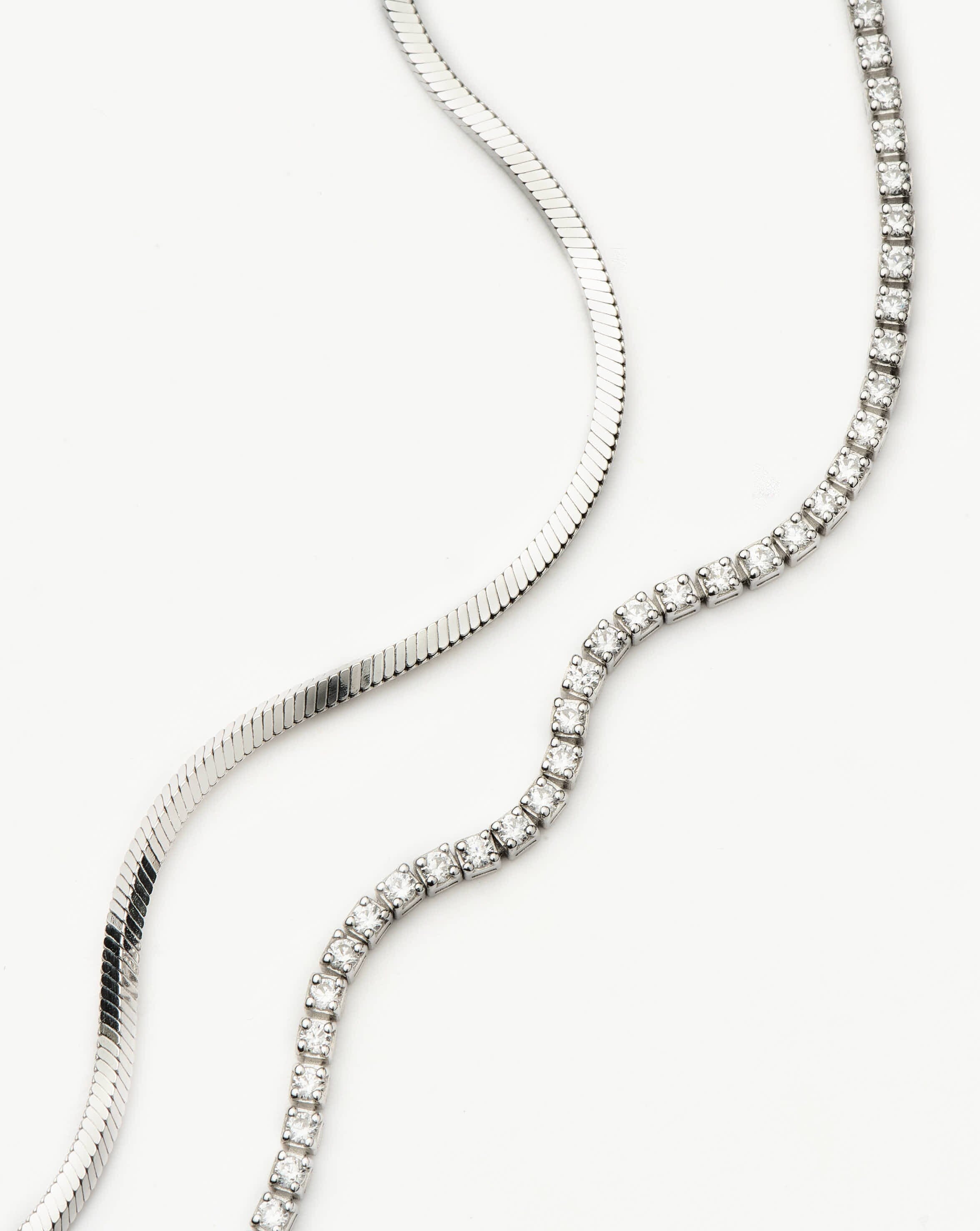Sterling Silver Tennis & Snake Chain Bracelet Set | Missoma