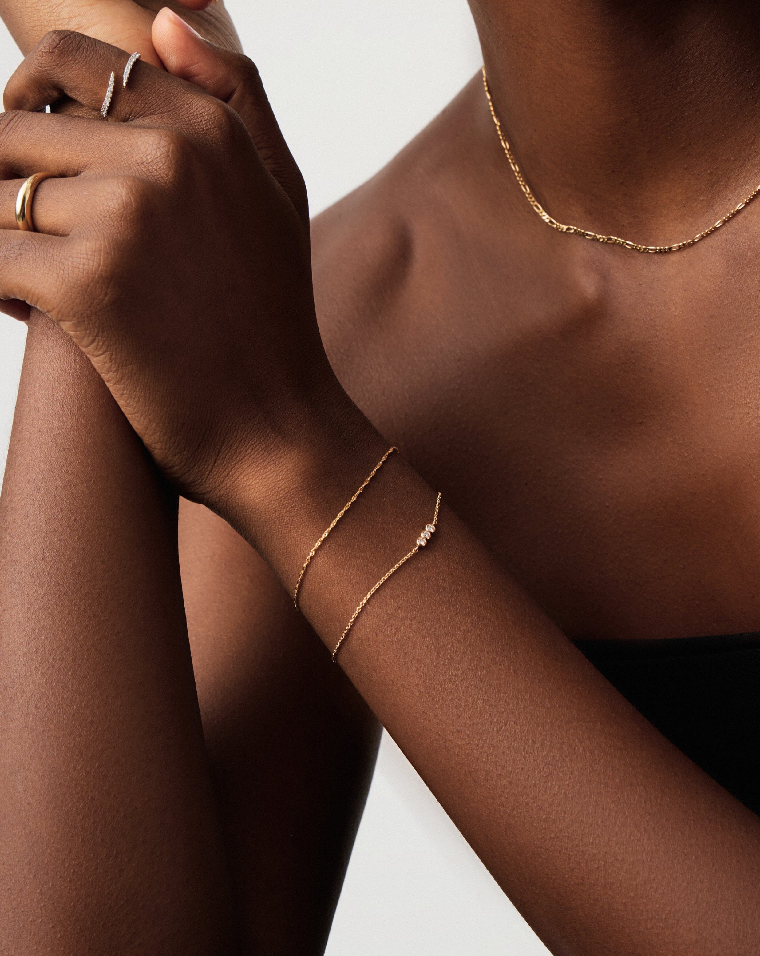 14k Solid Gold Diamond Bracelet Set with Twisted Chain | Missoma