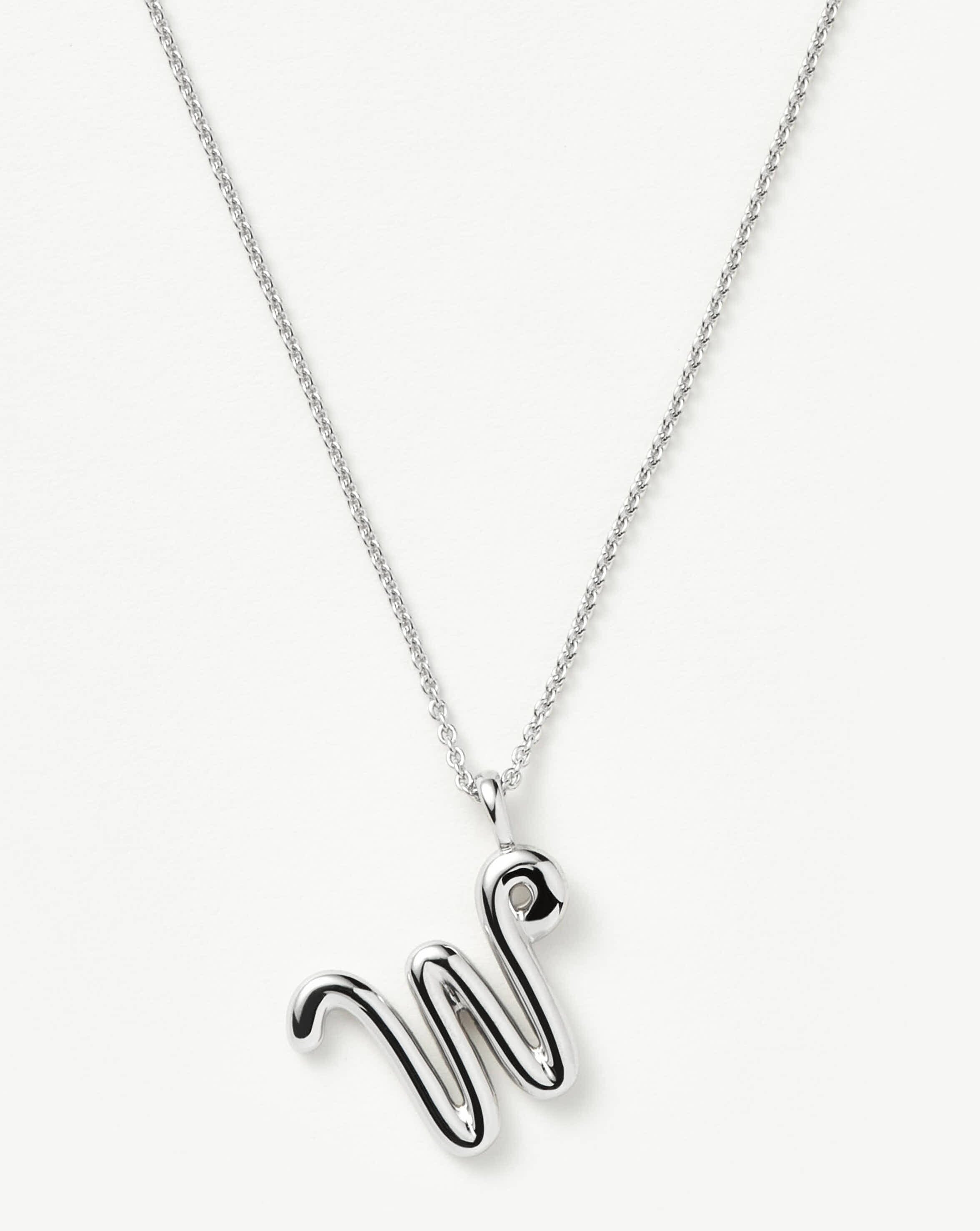Personalized Sterling Silver Initial Necklace | Curly Molten Pendant