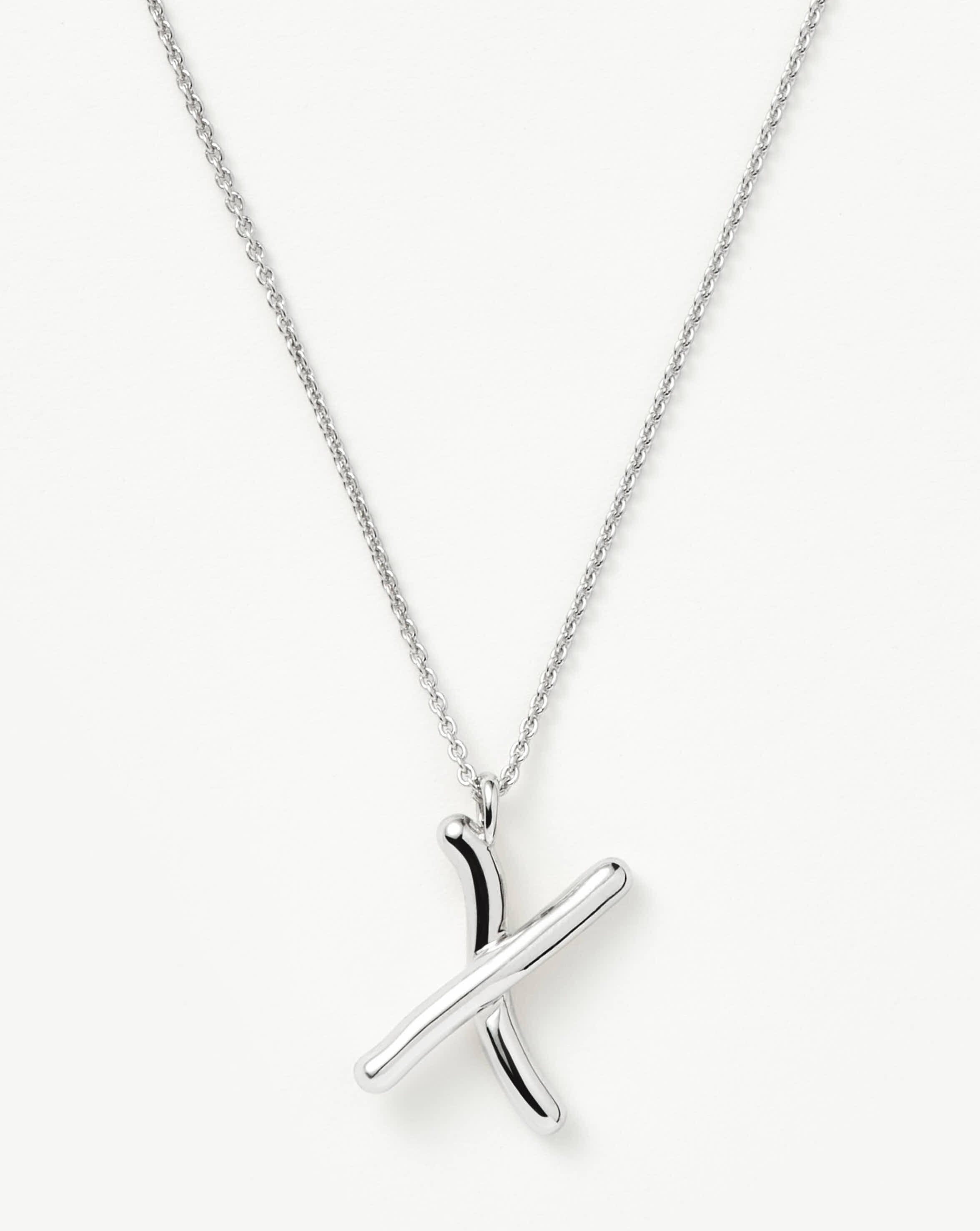 Curly Initial Pendant Necklace - Sterling Silver | Molten X