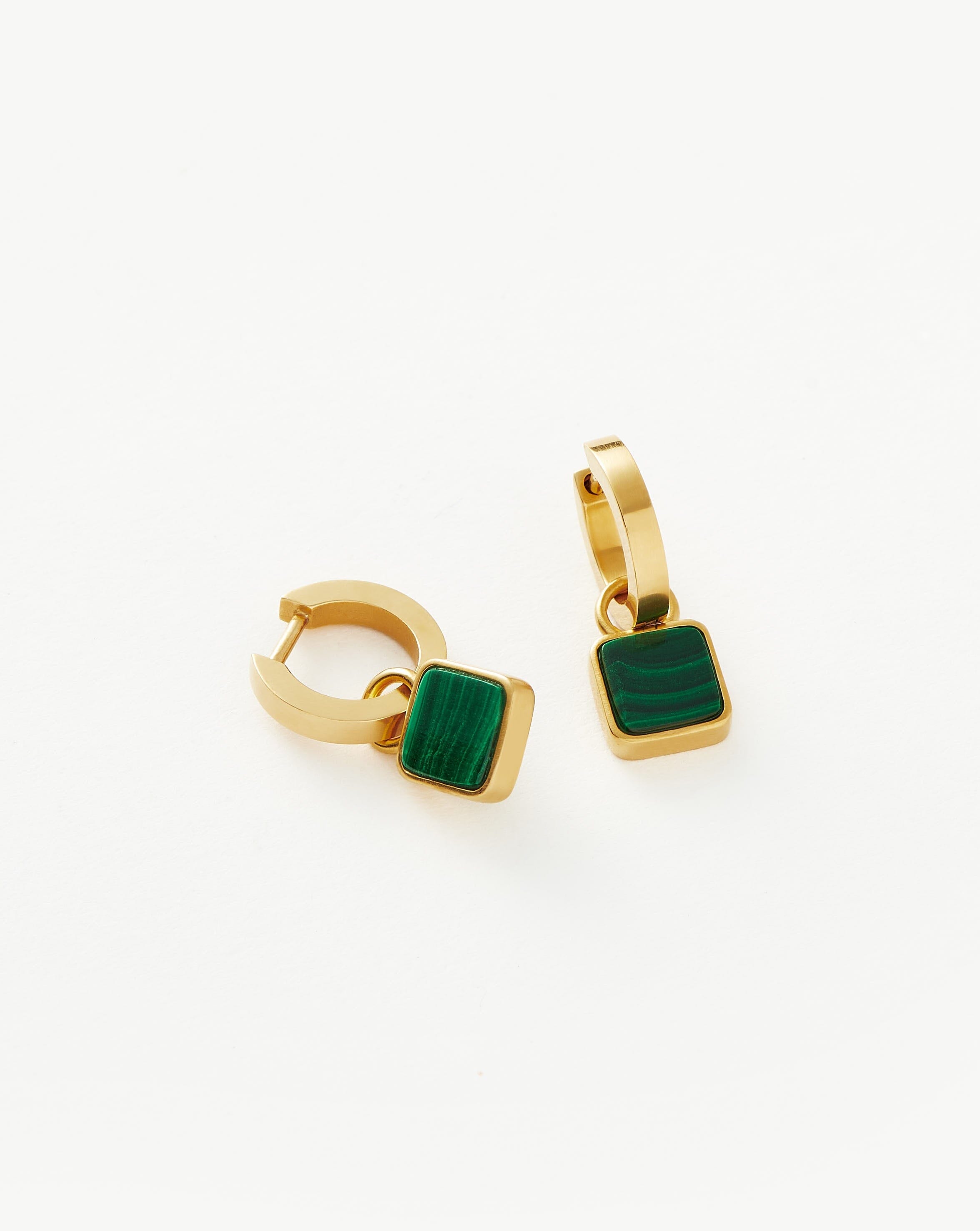 Square Malachite Hoop Earrings | 18k Gold Vermeil & Malachite | Lucy Williams