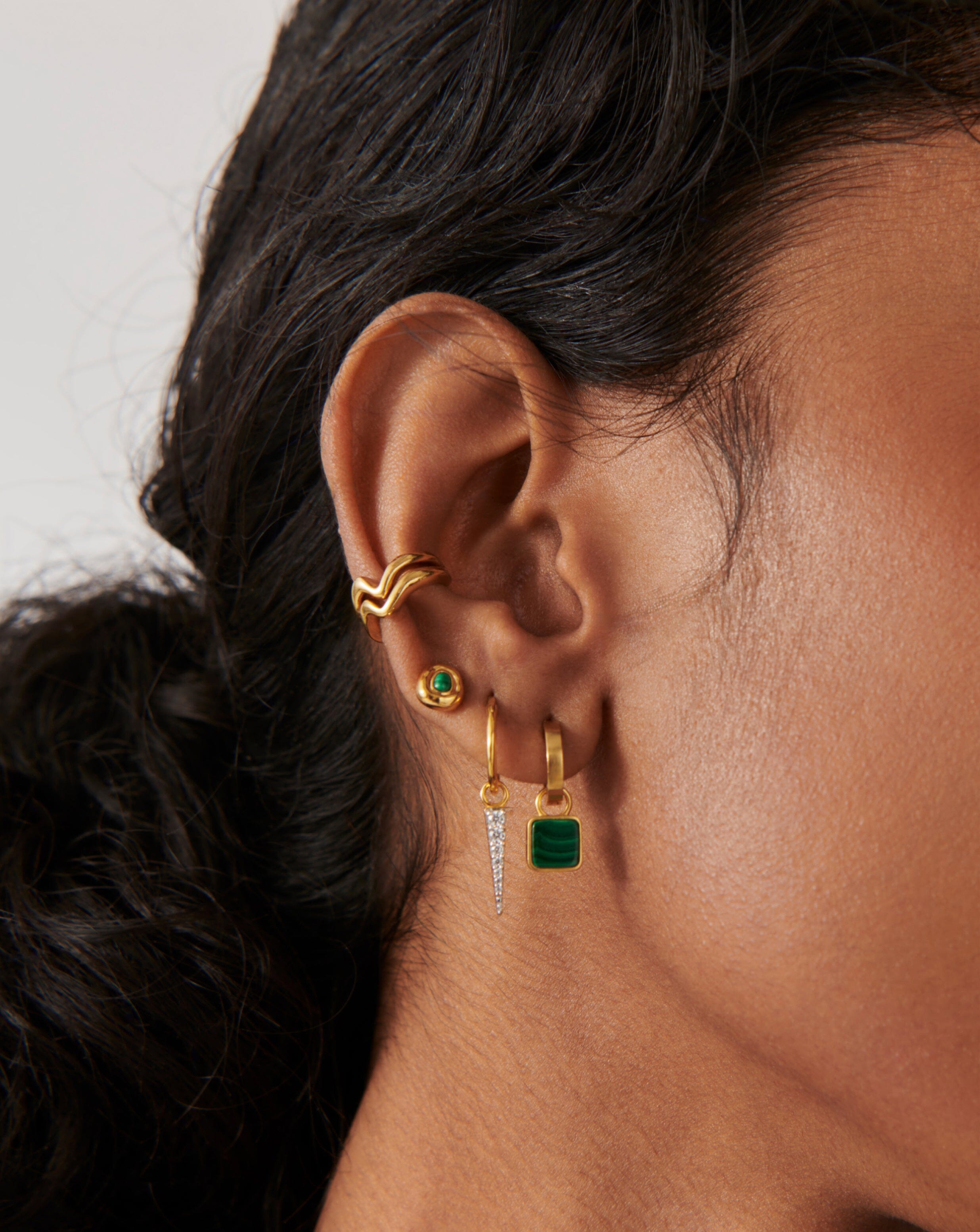 Square Malachite Hoop Earrings | 18k Gold Vermeil & Malachite | Lucy Williams