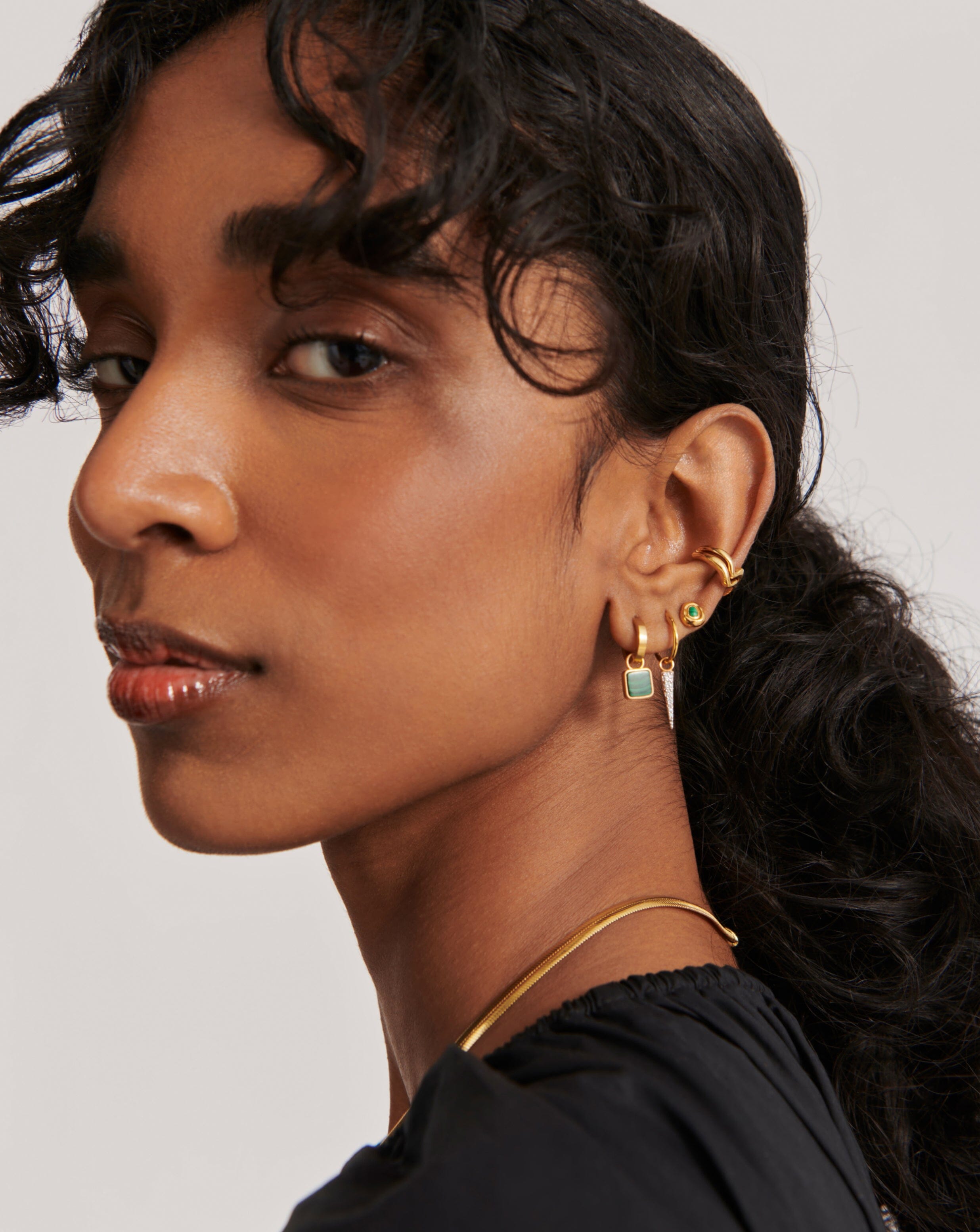 Square Malachite Hoop Earrings | 18k Gold Vermeil & Malachite | Lucy Williams