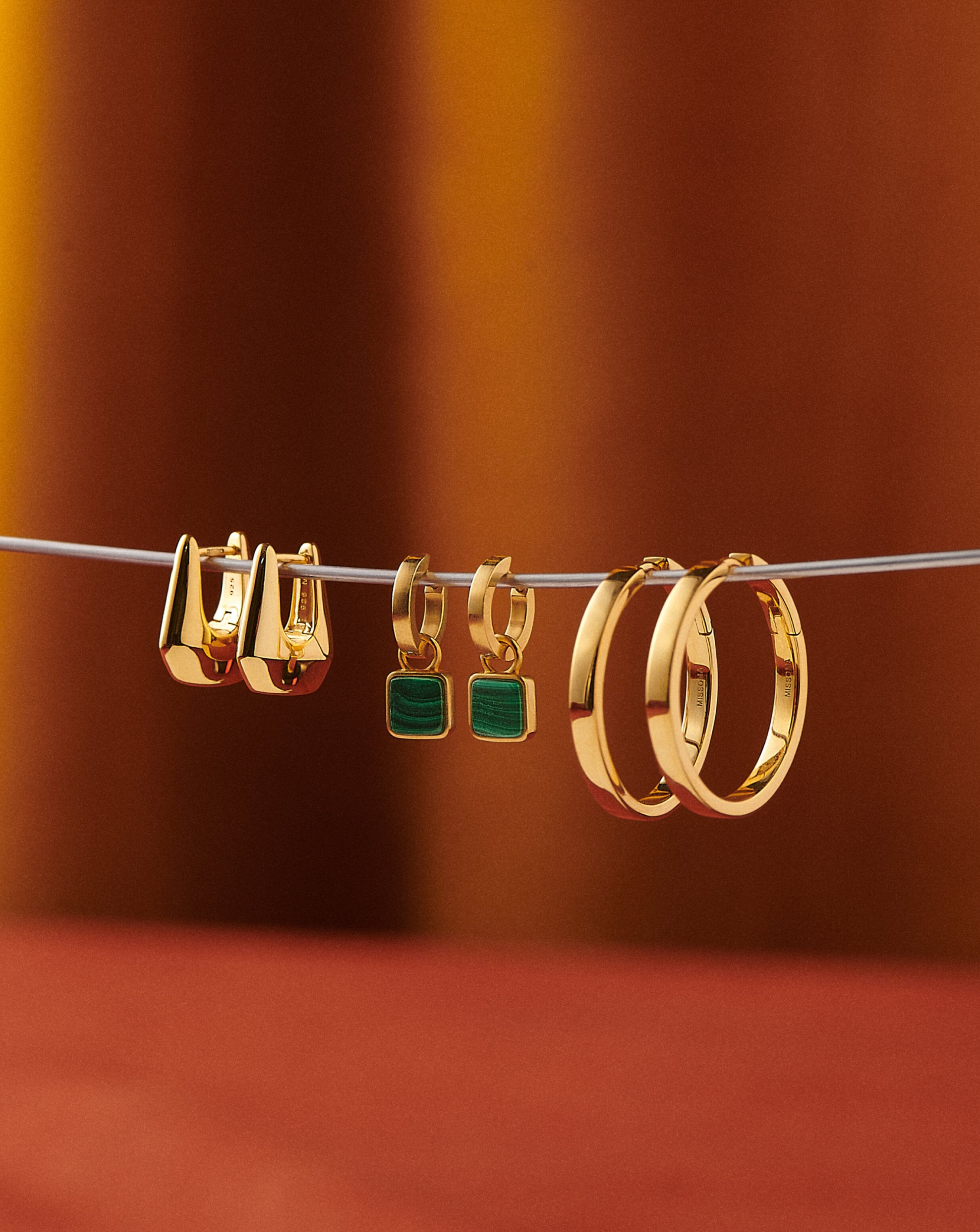 Square Malachite Hoop Earrings | 18k Gold Vermeil & Malachite | Lucy Williams
