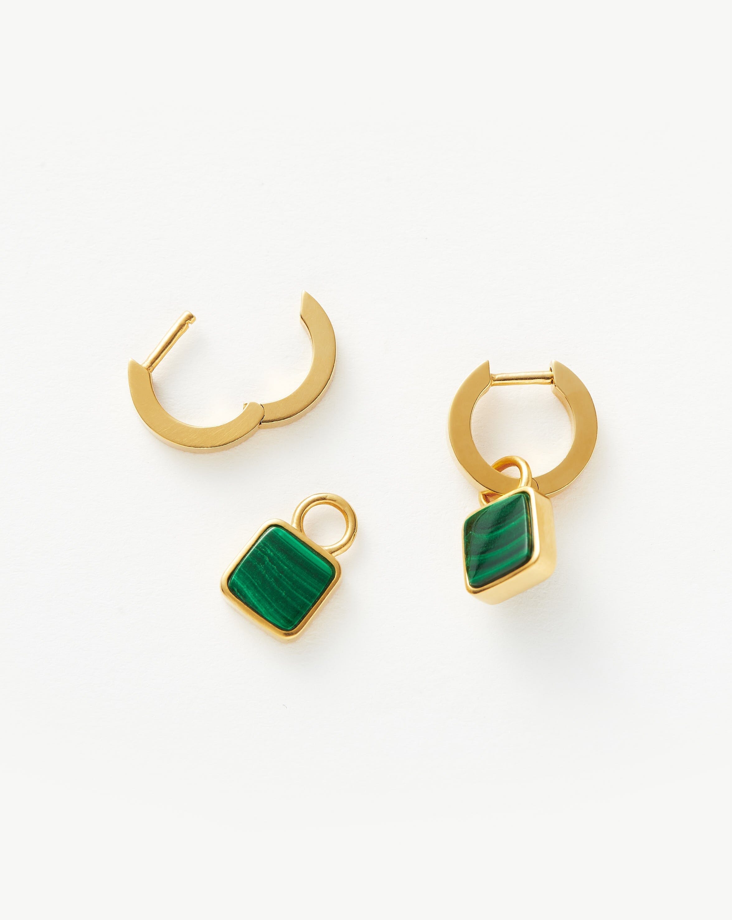 Square Malachite Hoop Earrings | 18k Gold Vermeil & Malachite | Lucy Williams