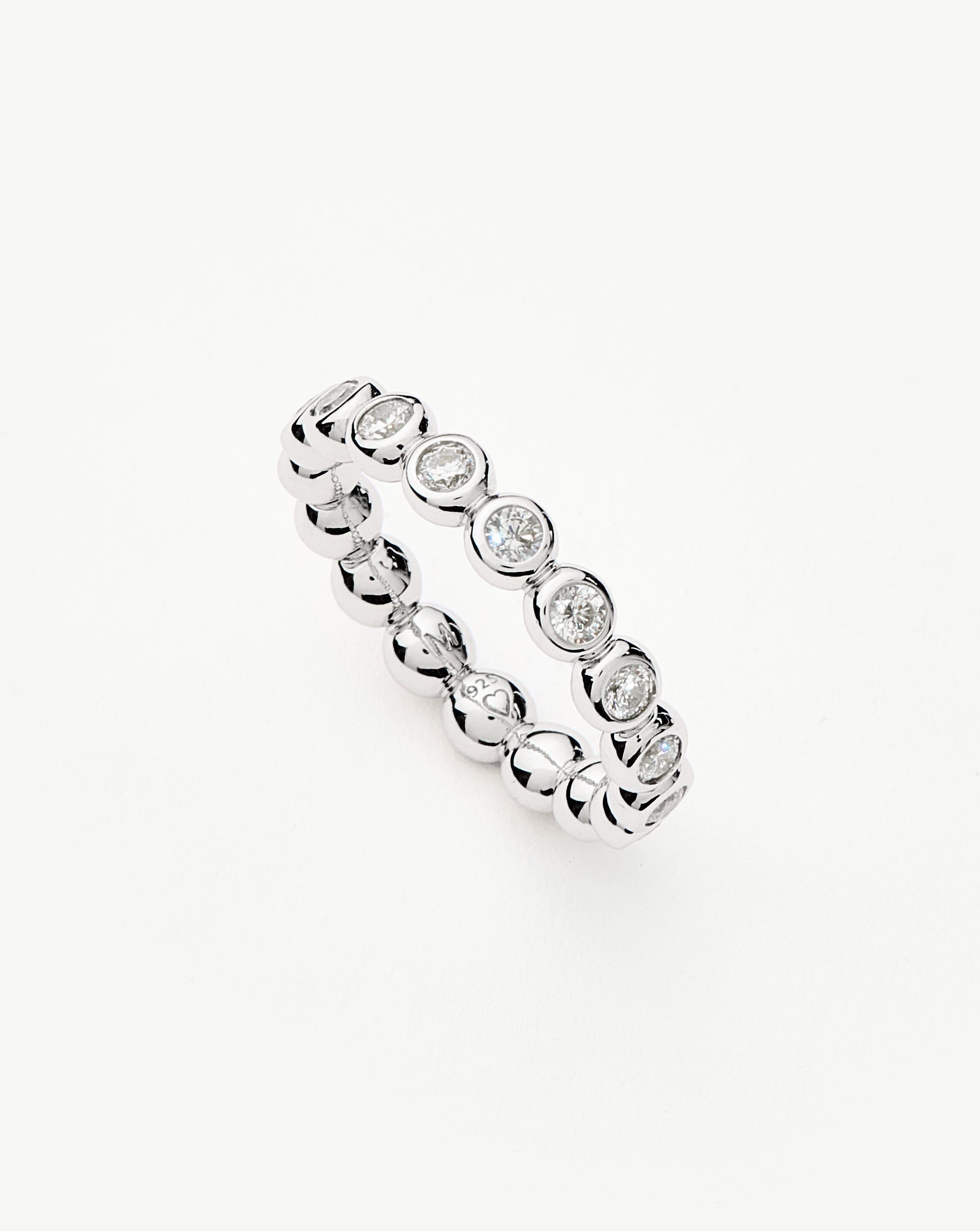 Sterling Silver Tennis Eternity Ring with Cubic Zirconia | Stackable Jewelry