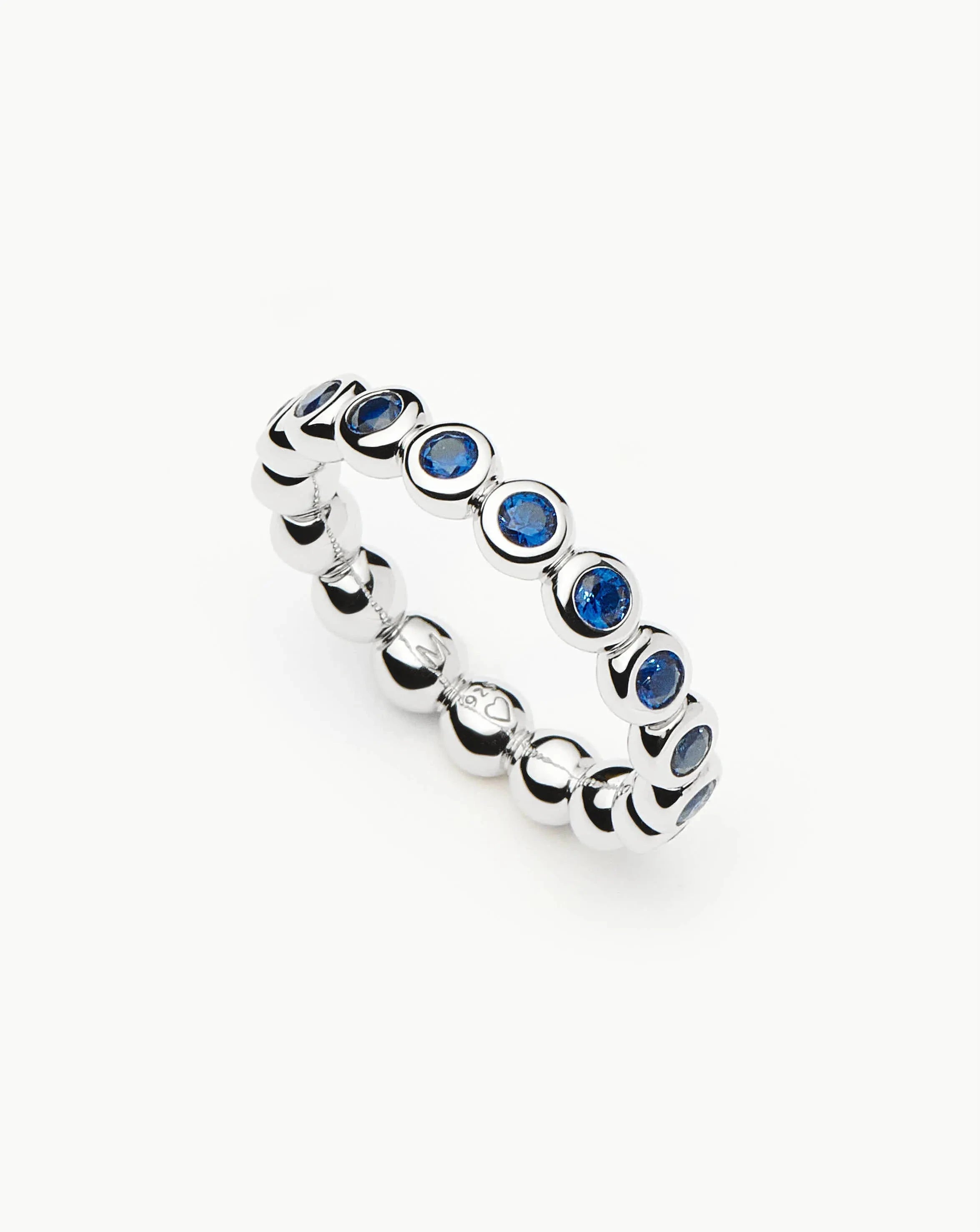 Sapphire Blue Tennis Eternity Stacking Ring | Sterling Silver Nano-crystal