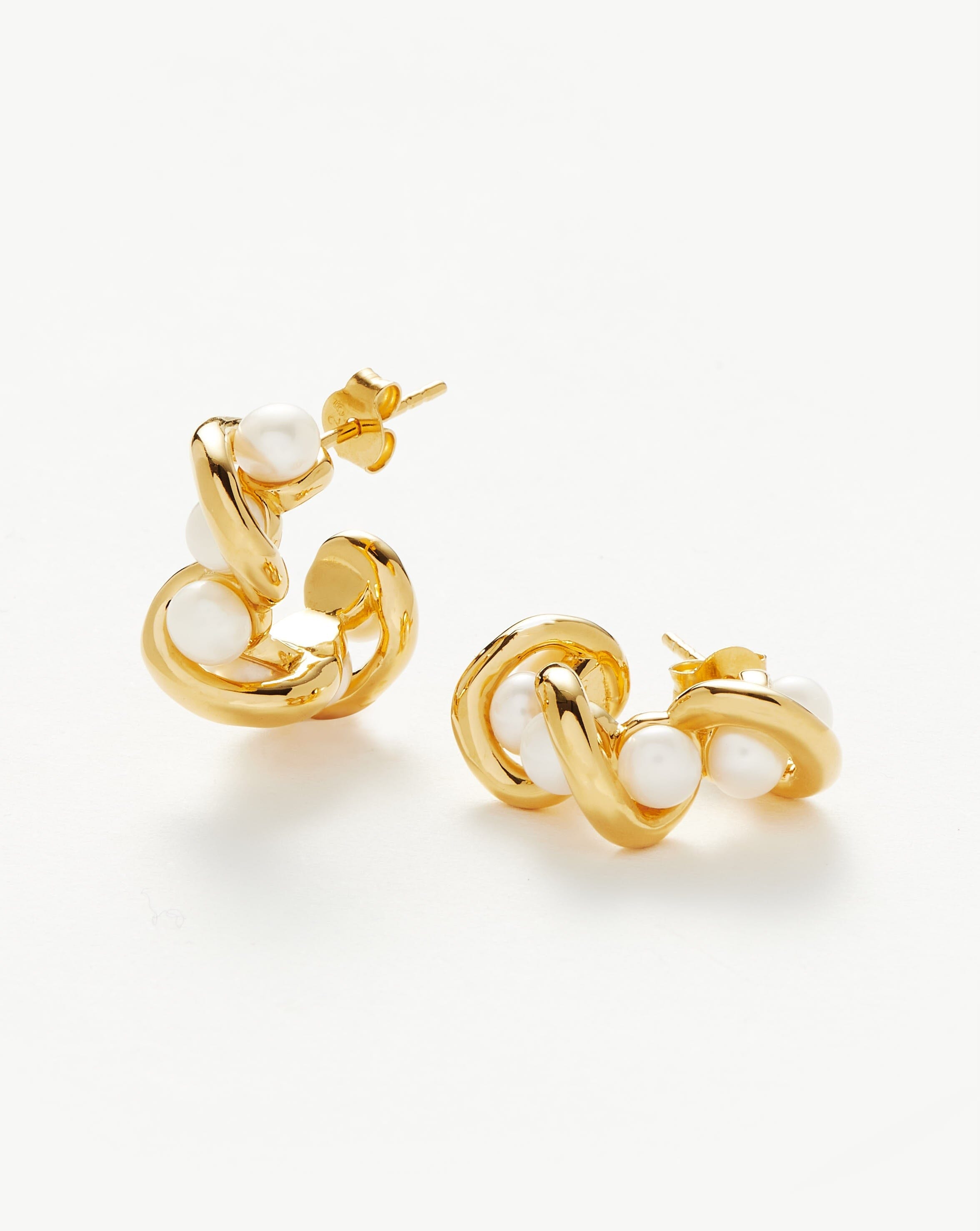 Mini Pearl Hoop Earrings with Twisted Gold Design | Missoma