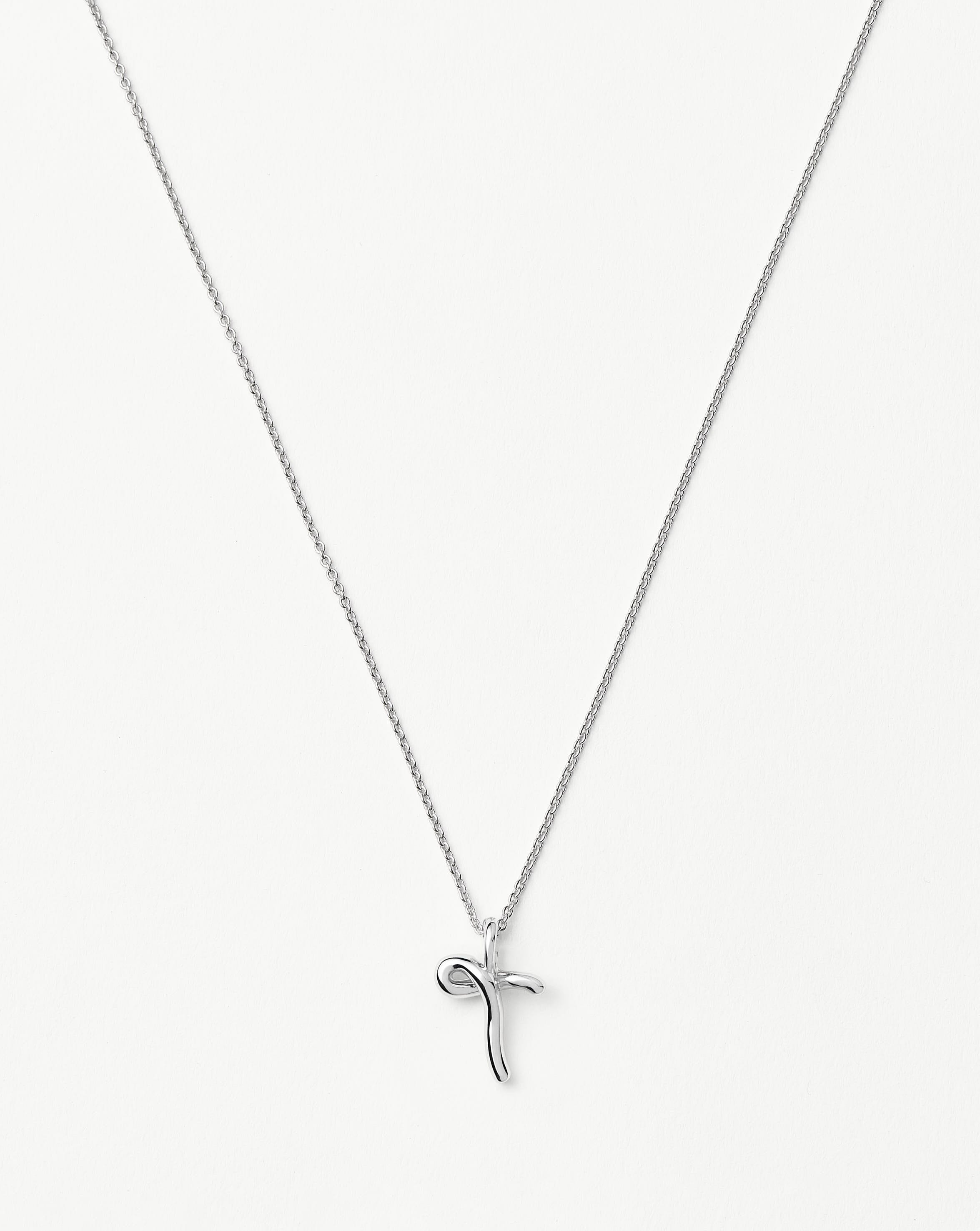 Curly Initial Necklace - Sterling Silver Mini Pendant | Molten