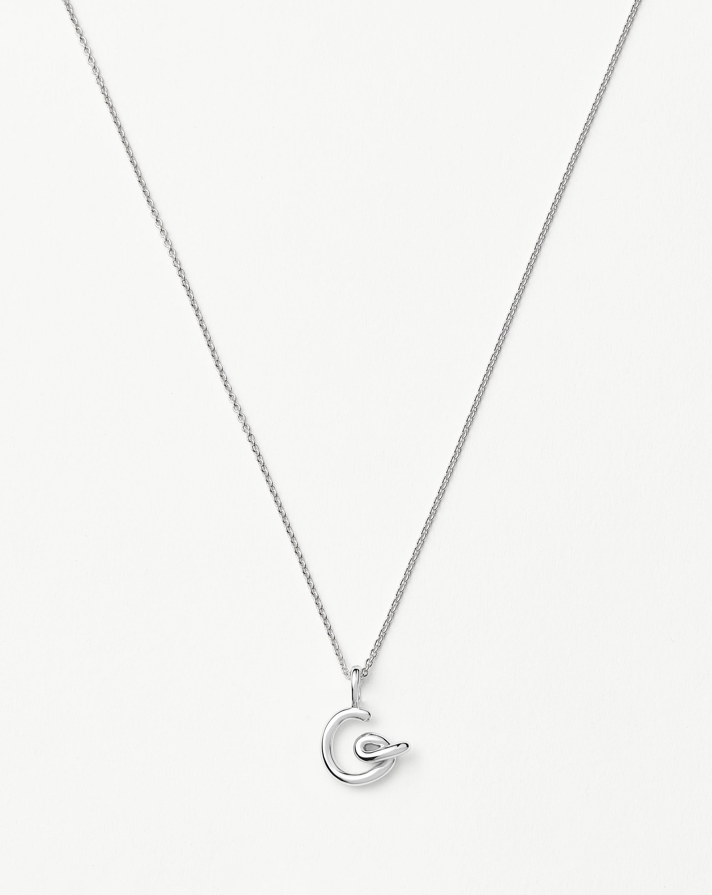 Curly Initial Necklace - Sterling Silver Mini Pendant | Personalized Gift
