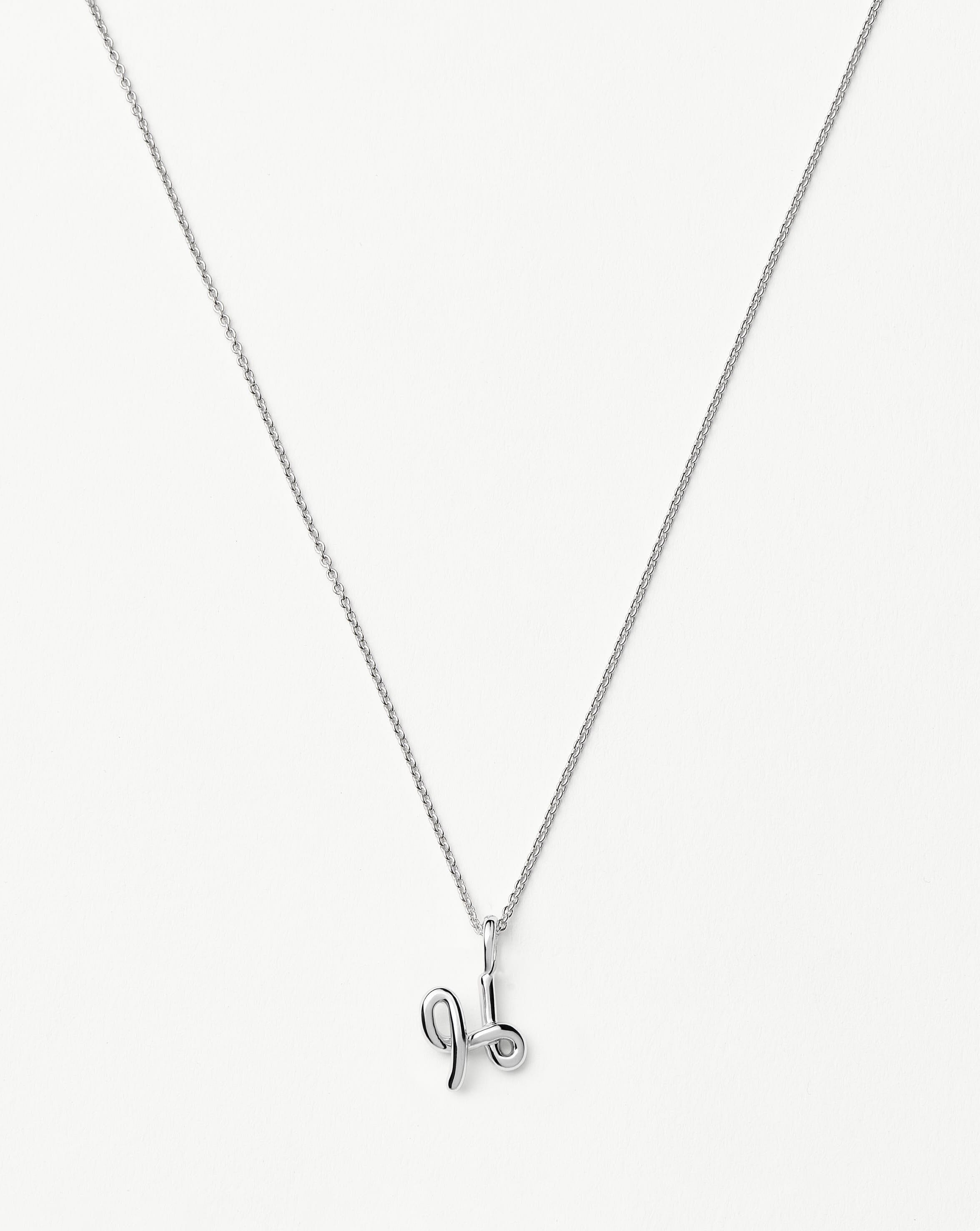 Mini Initial Necklace in Sterling Silver | Curly Molten