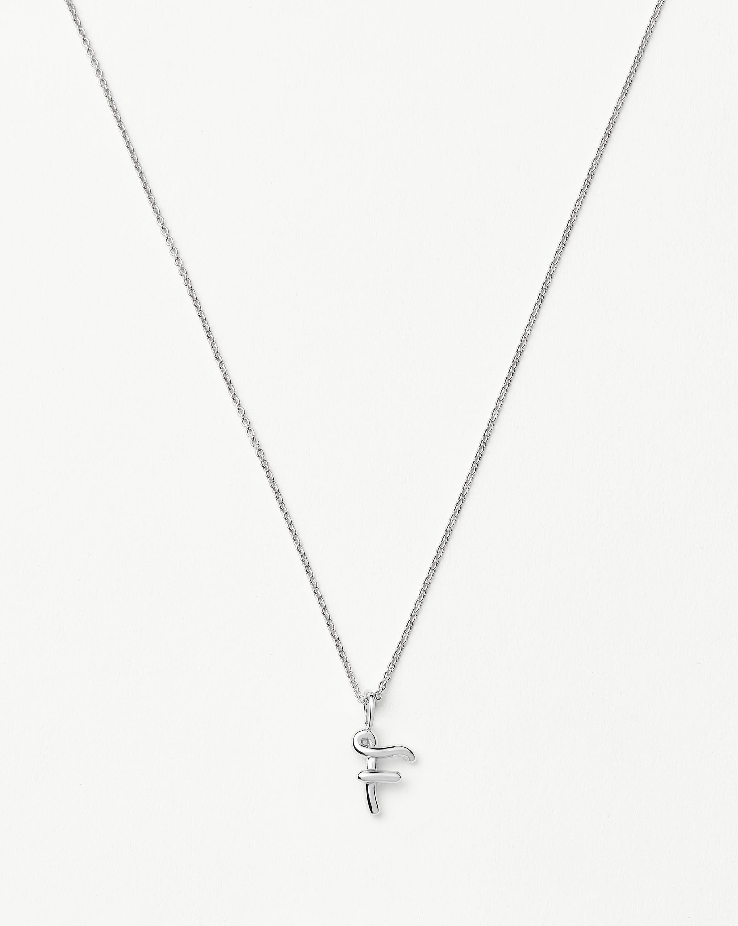 Mini Initial Necklace in Sterling Silver | Curly Molten Design