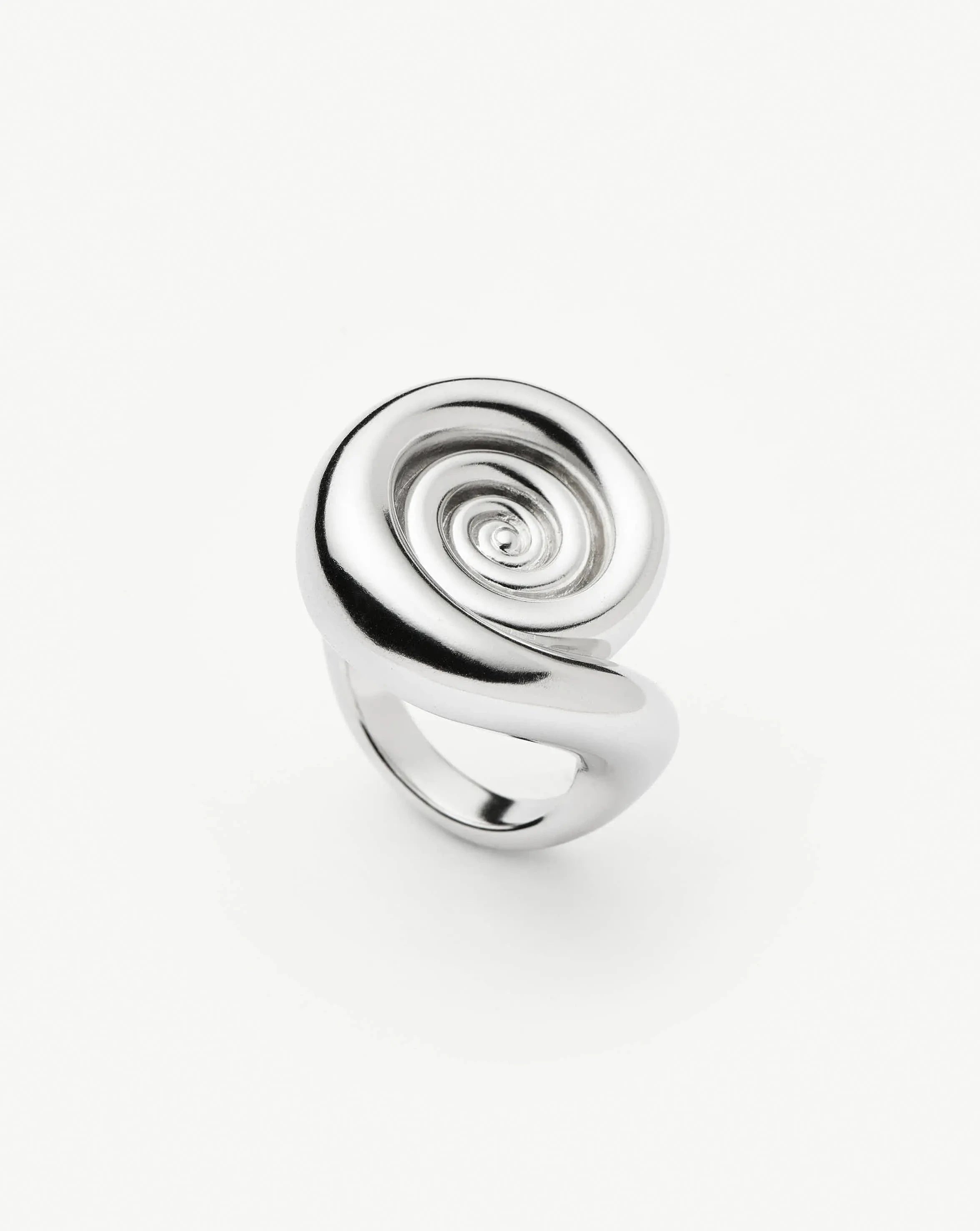 Silver Spiral Statement Ring | Rhodium Plated Stacking Jewelry