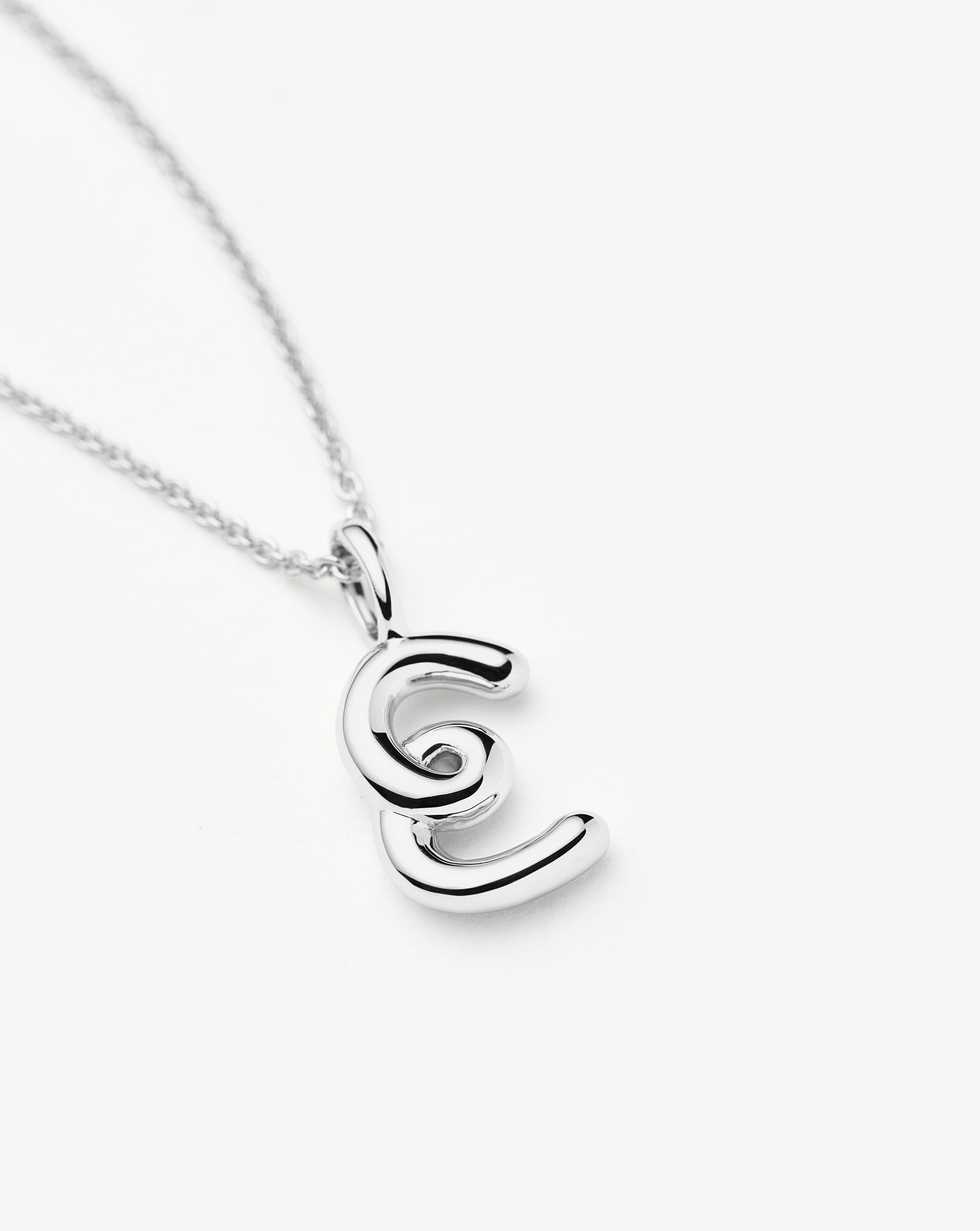 Curly Initial Necklace - Sterling Silver Mini Pendant | Molten