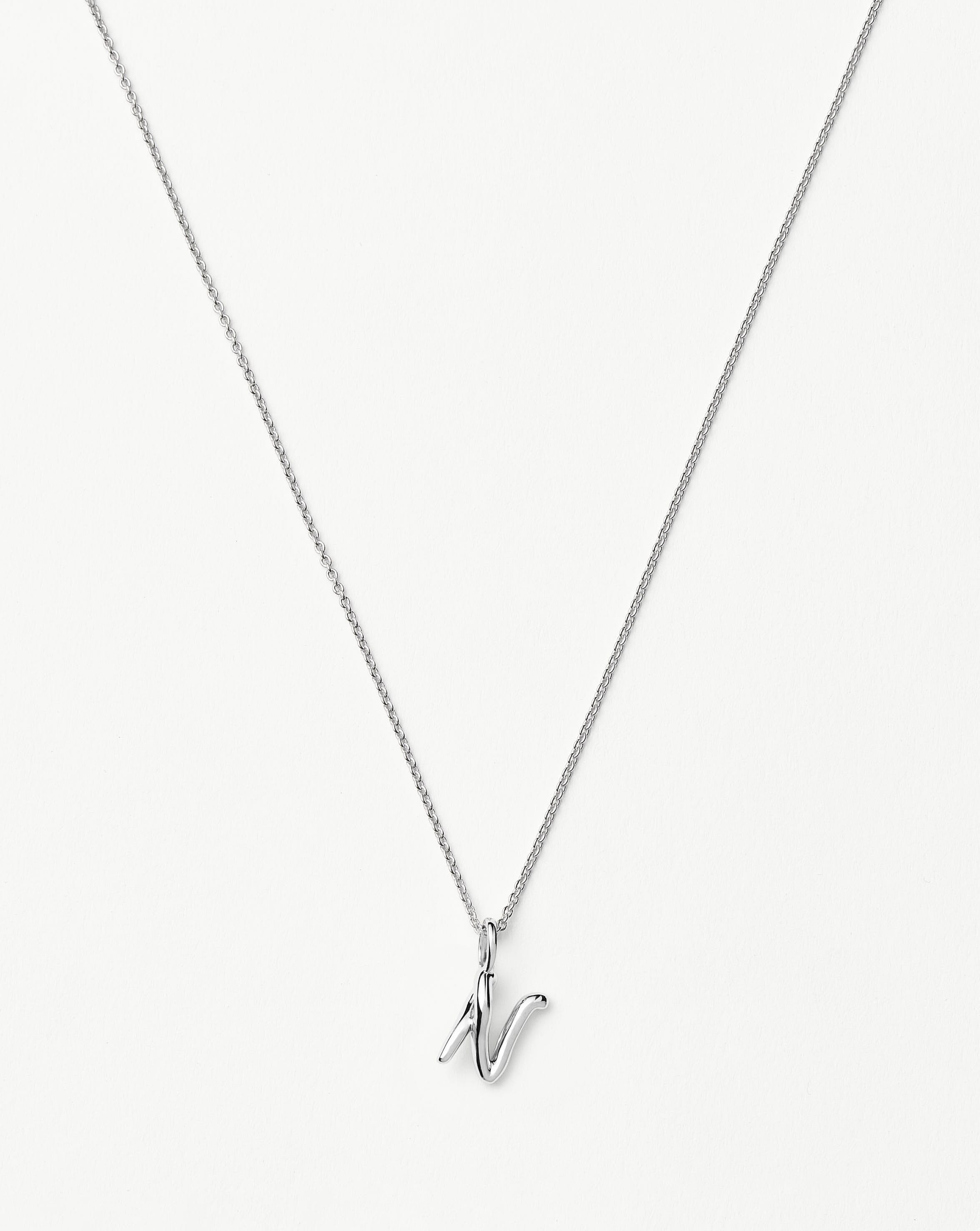 Mini Initial Necklace - Sterling Silver Curly Molten Design | Personalized Gift