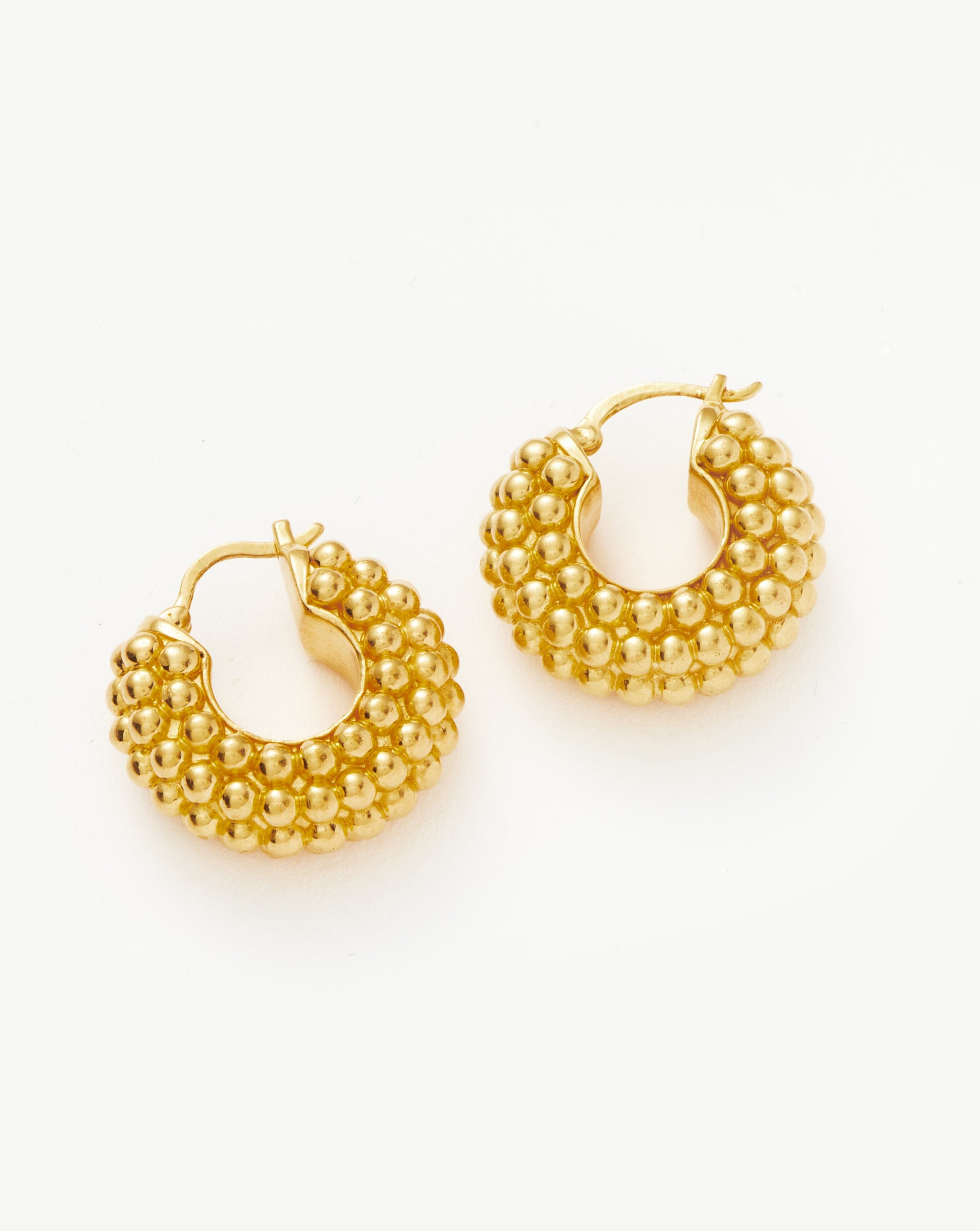 18k Gold Plated Hoop Earrings with Bobble Detailing | Baya