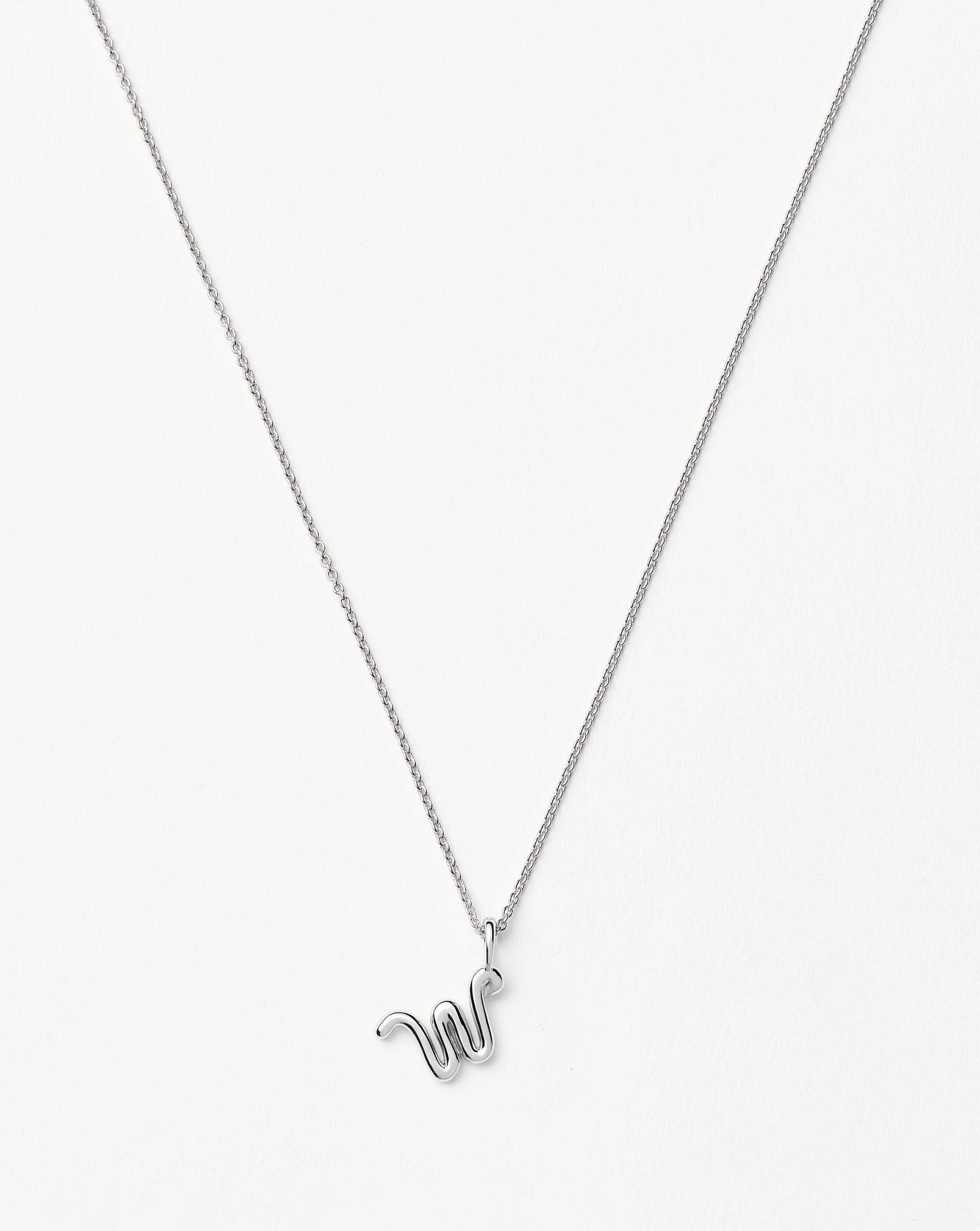 Mini Initial Necklace in Sterling Silver | Curly Molten Design