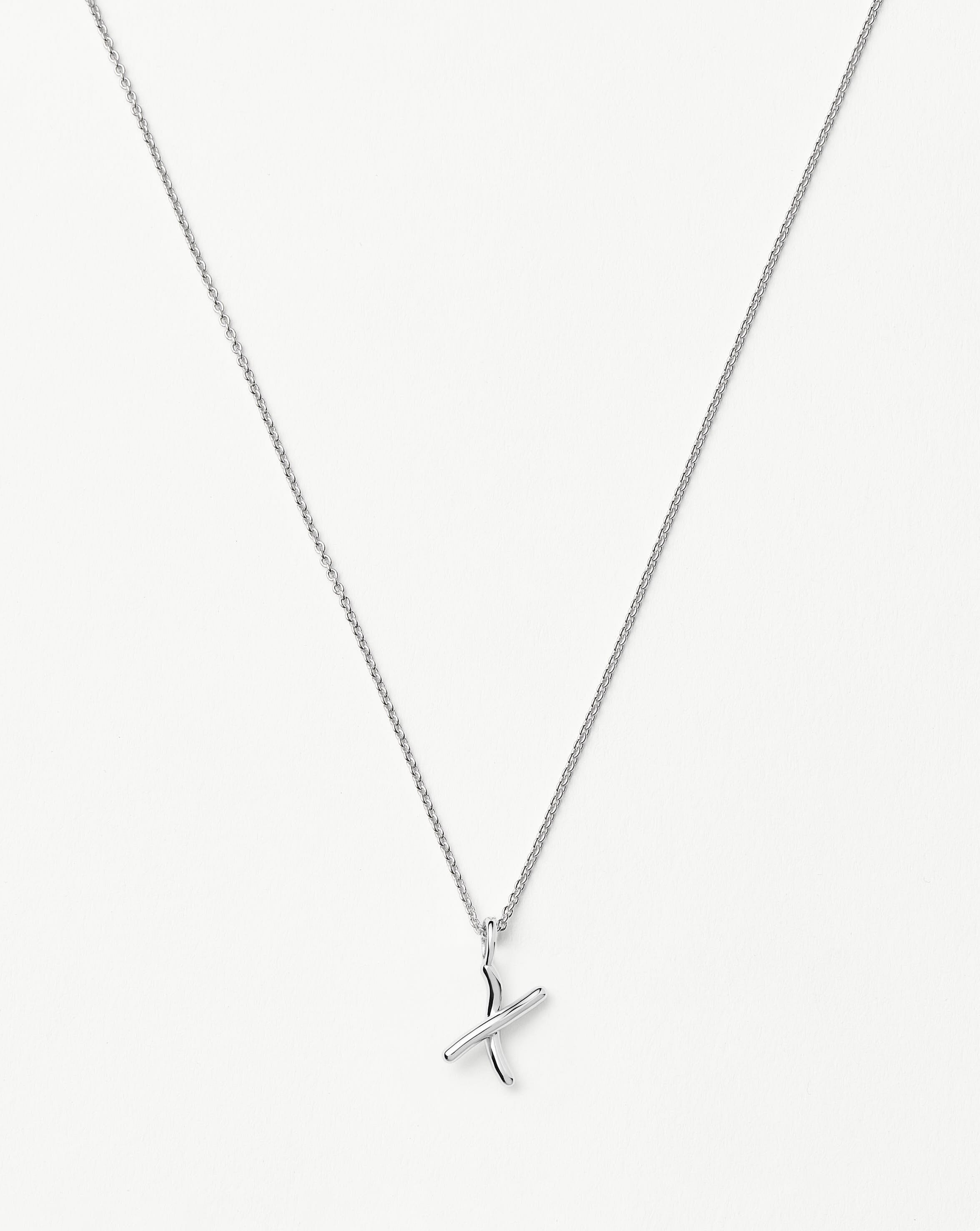 Mini Initial Necklace in Sterling Silver | Curly Molten Design