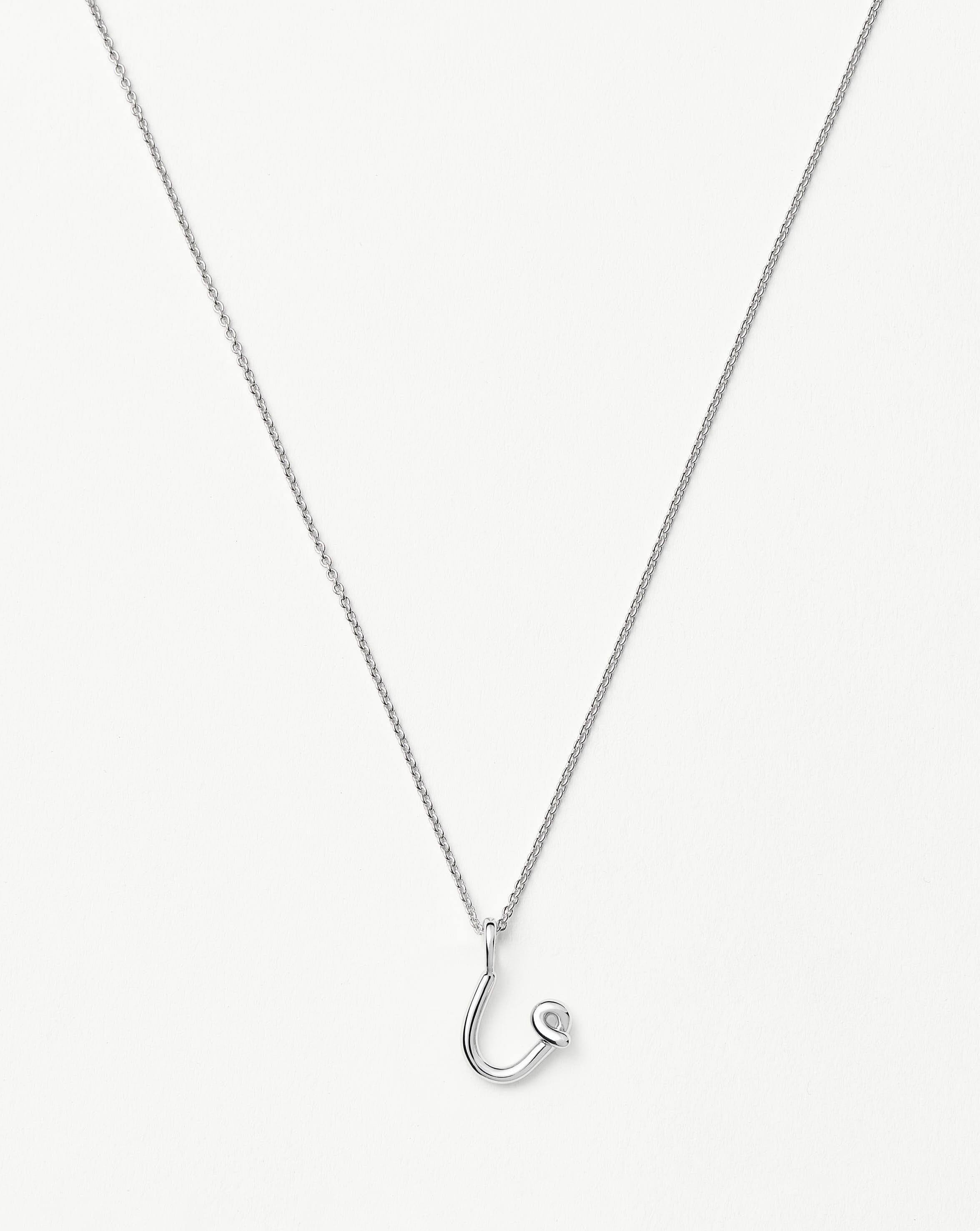 Mini Initial Necklace - Curly Molten Design | Sterling Silver