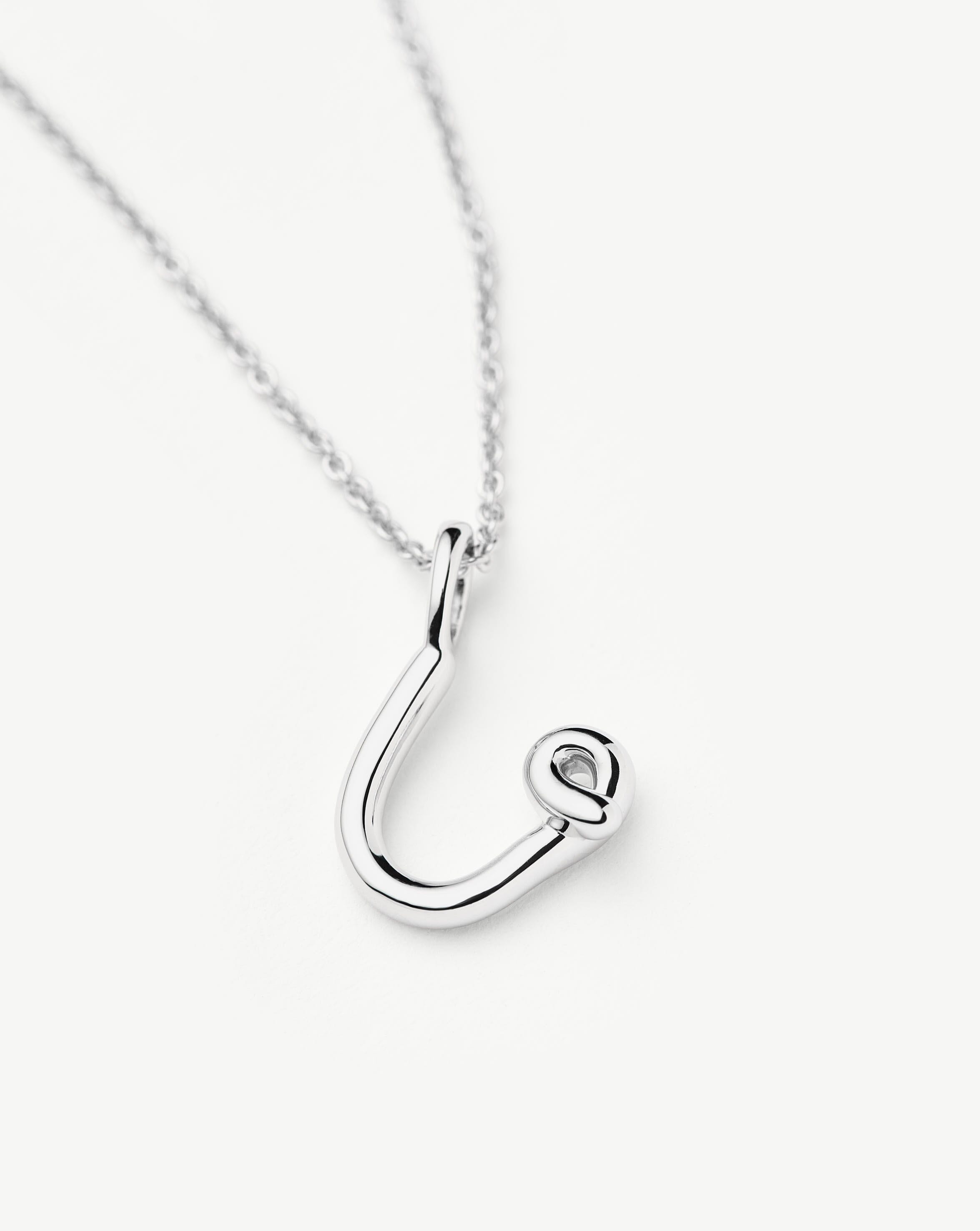 Mini Initial Necklace - Curly Molten Design | Sterling Silver