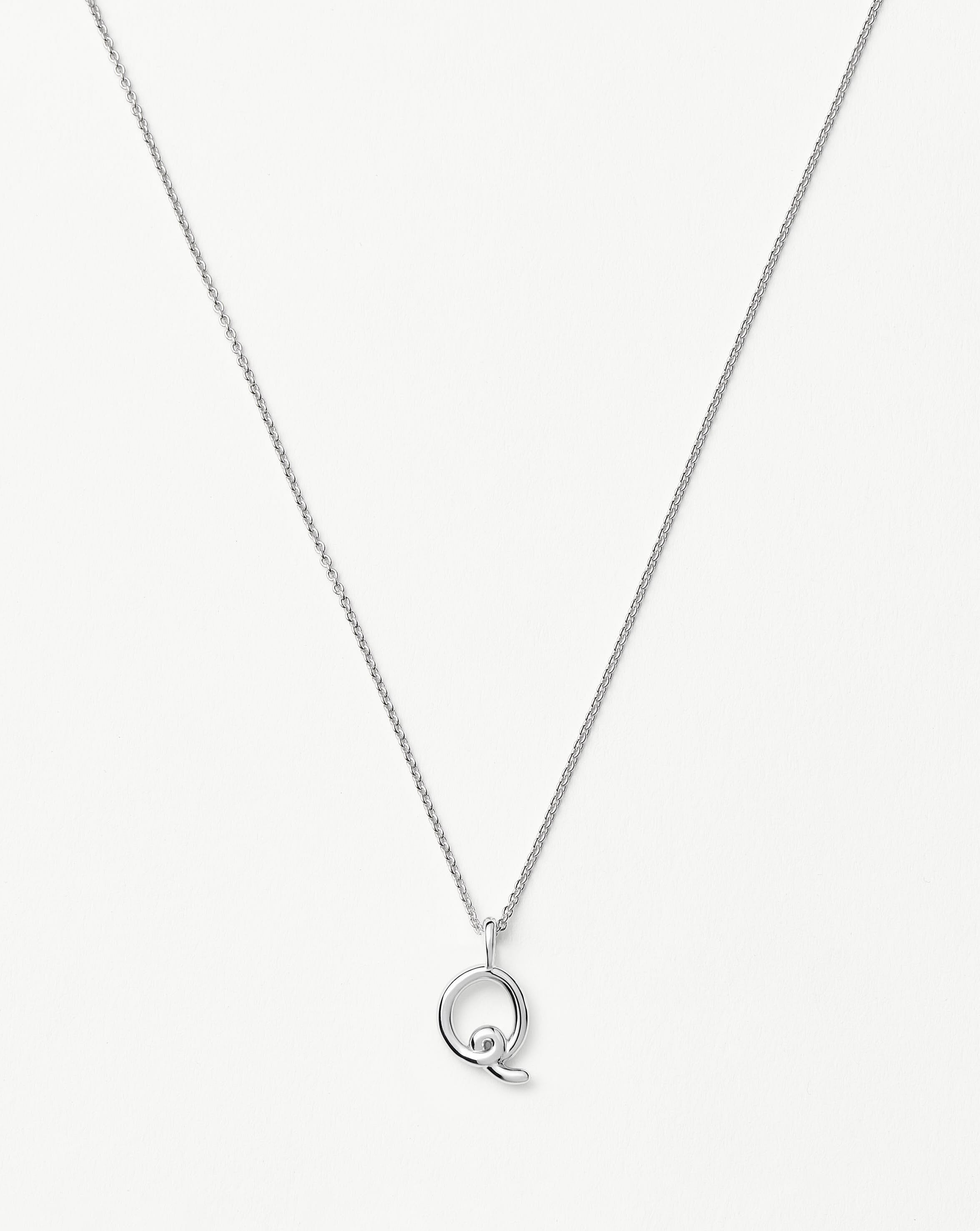 Mini Initial Necklace | Curly Molten Sterling Silver Pendant