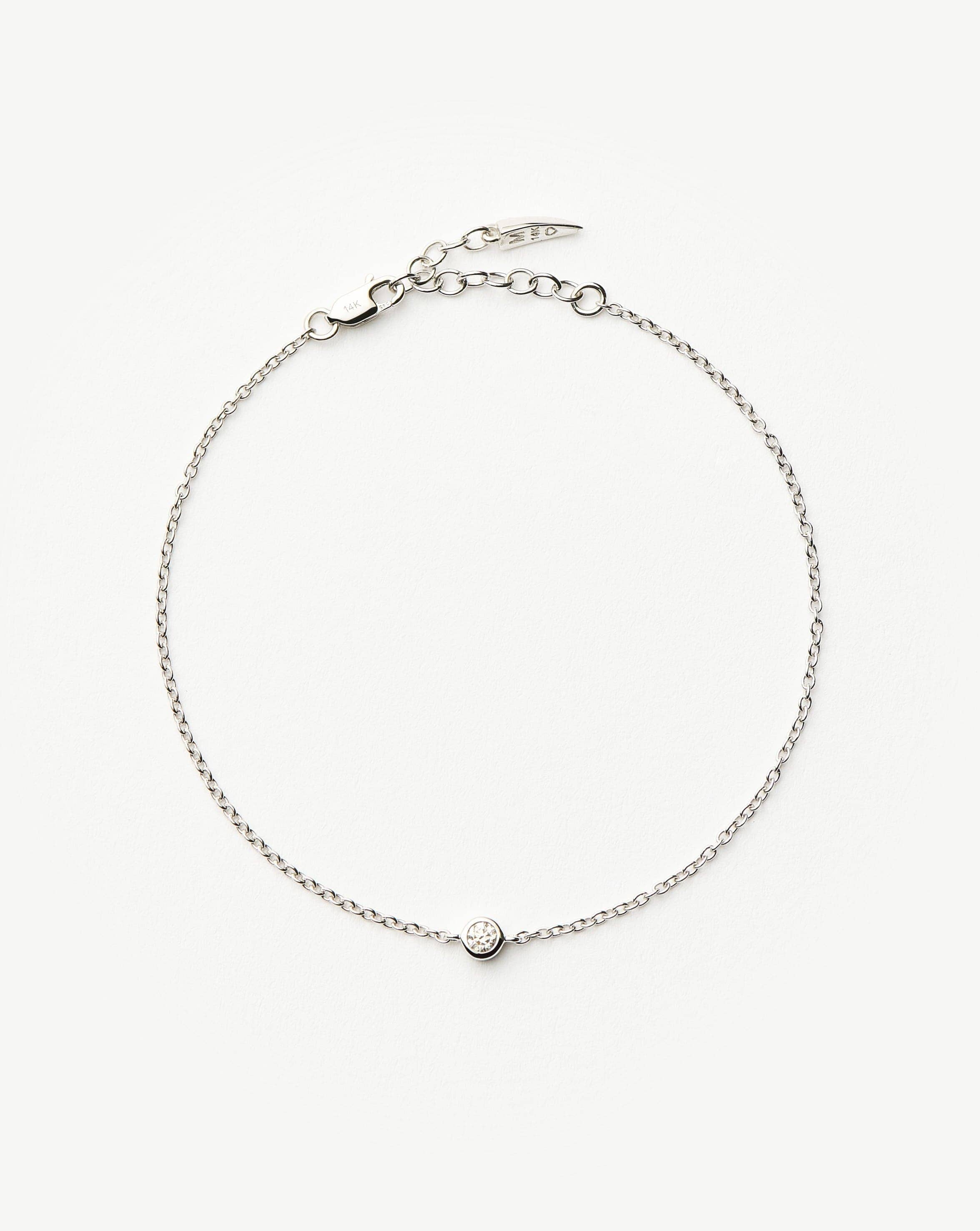 Solitaire Diamond Bracelet in 14K Recycled White Gold | Eco-Friendly Jewelry