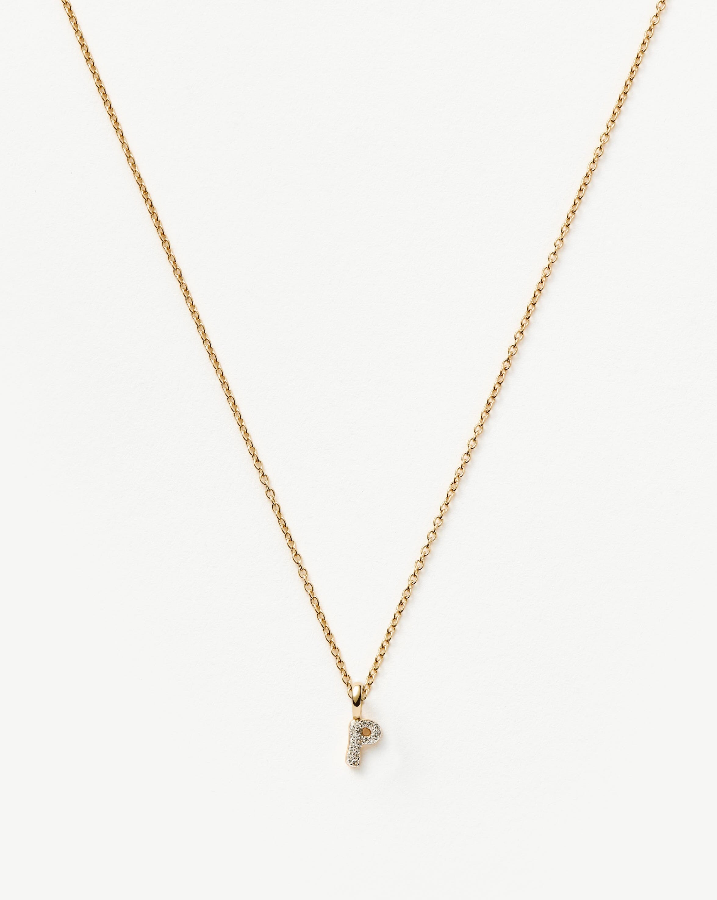 Mini Diamond Initial Pendant Necklace in 14k Gold | Personalized Gift
