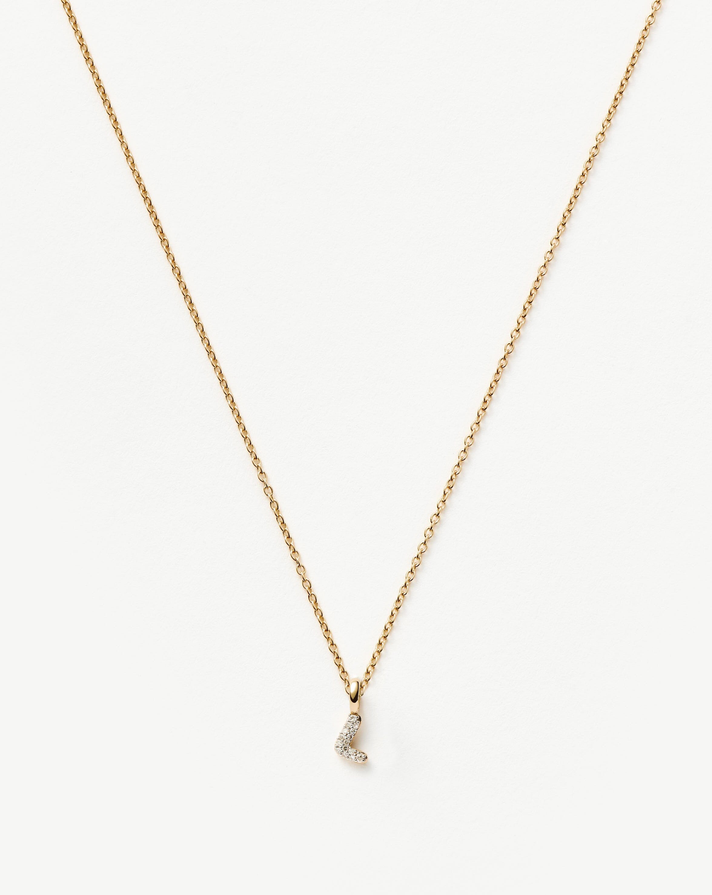 Mini Diamond Initial Pendant Necklace in 14k Gold | Personalized Jewelry