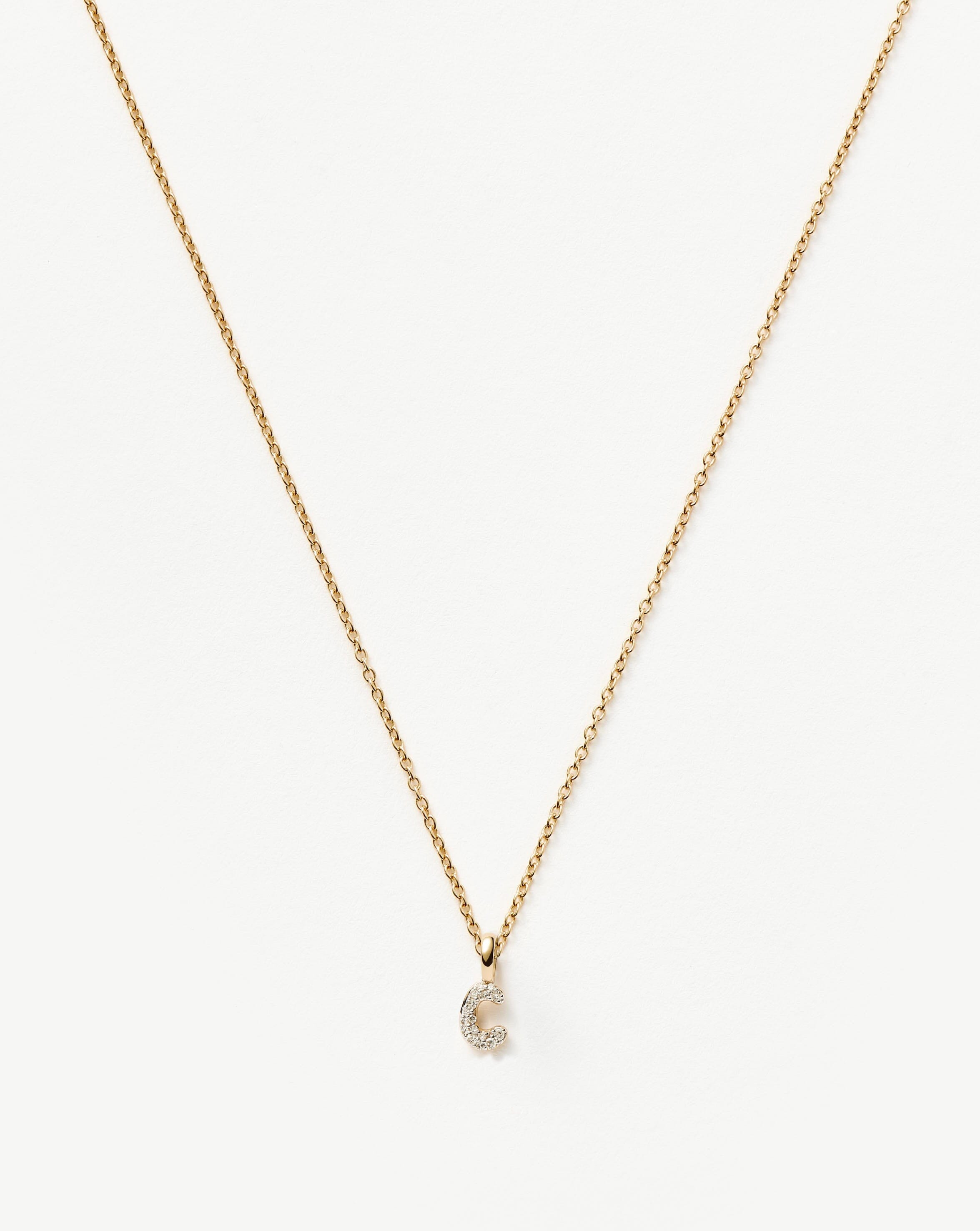 Diamond Initial Pendant Necklace in 14k Gold | Personalized Jewelry