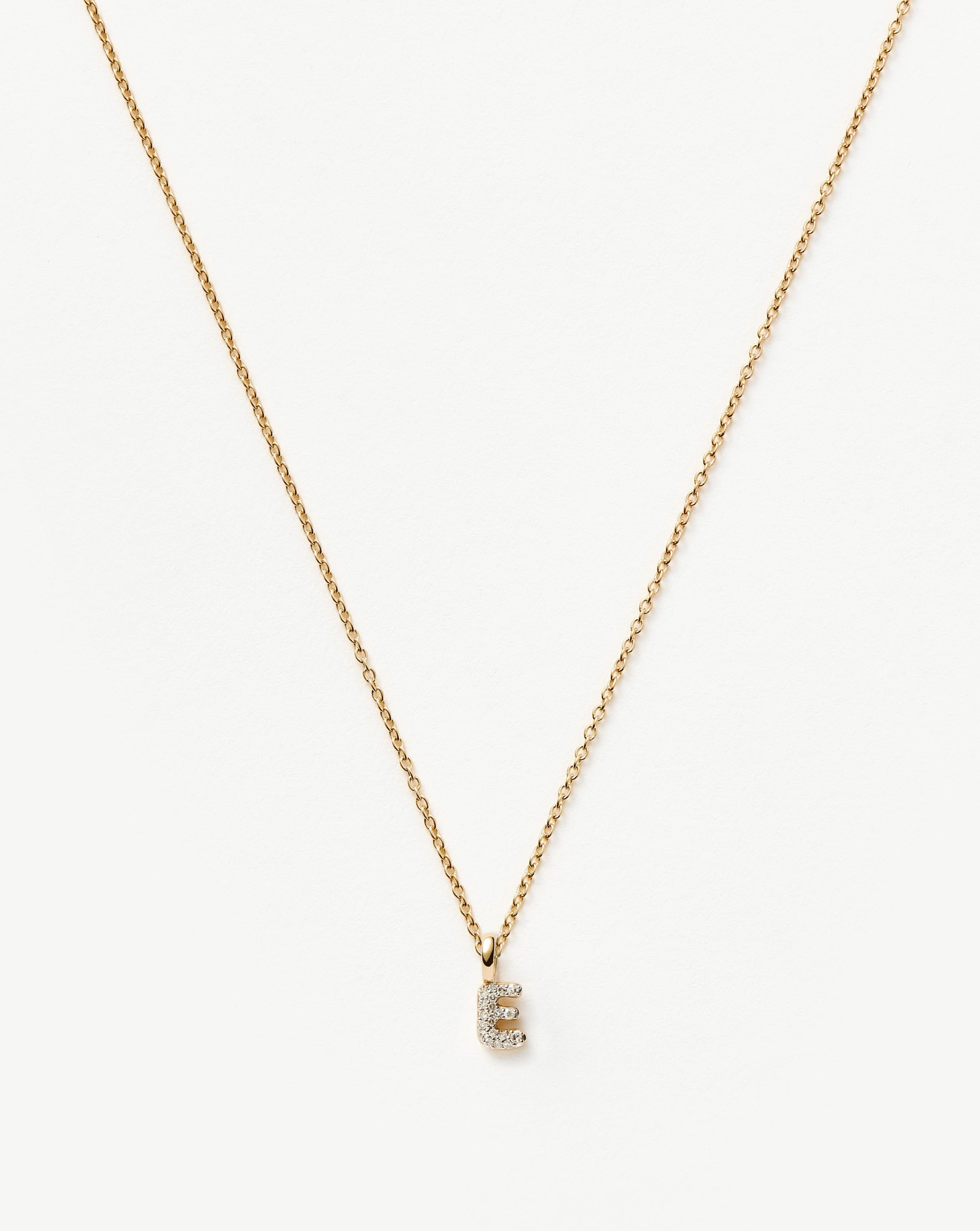 Mini Diamond Initial Pendant Necklace in 14k Gold | Personalized Gift