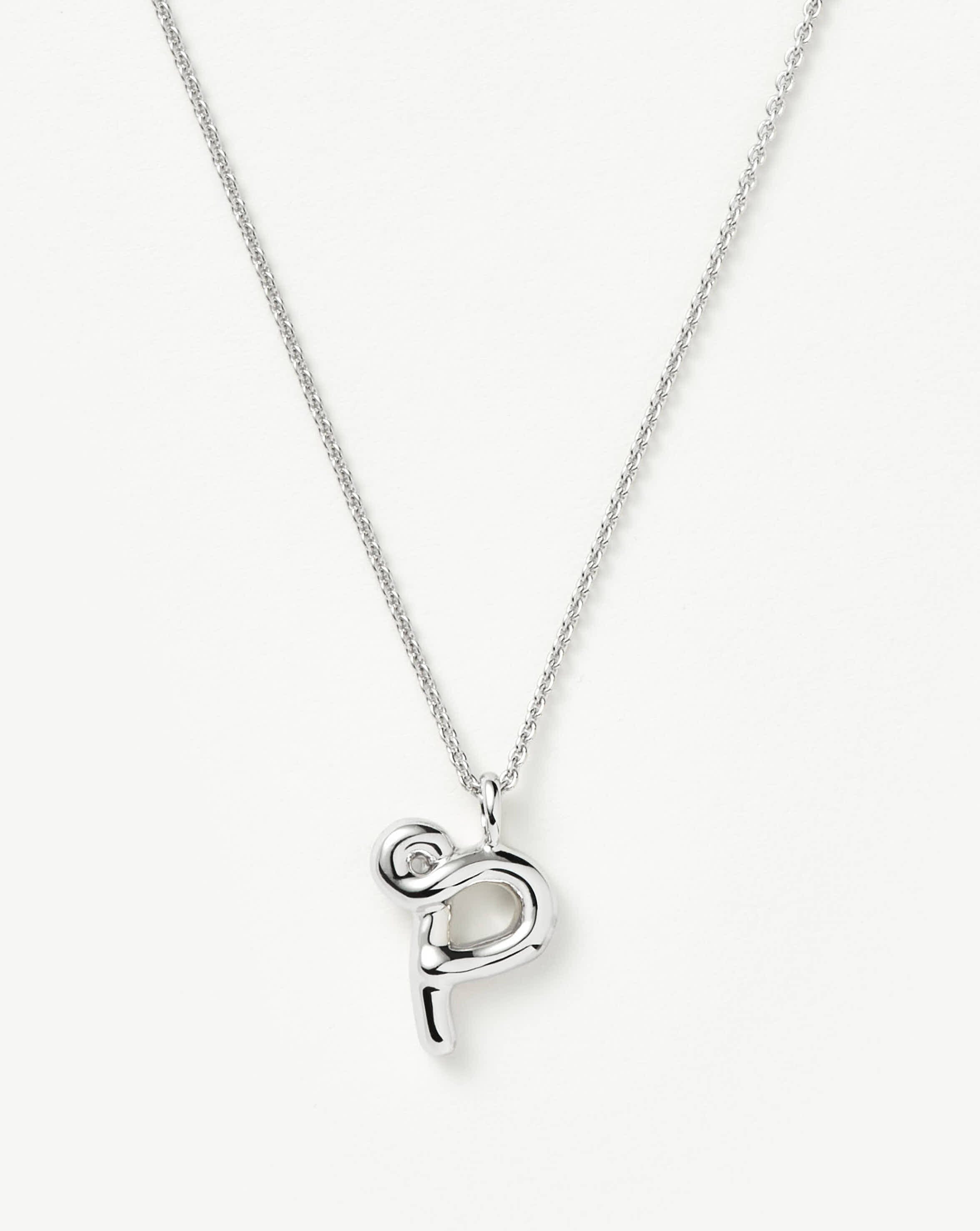 Handcrafted Sterling Silver Initial Pendant Necklace | Curly Molten