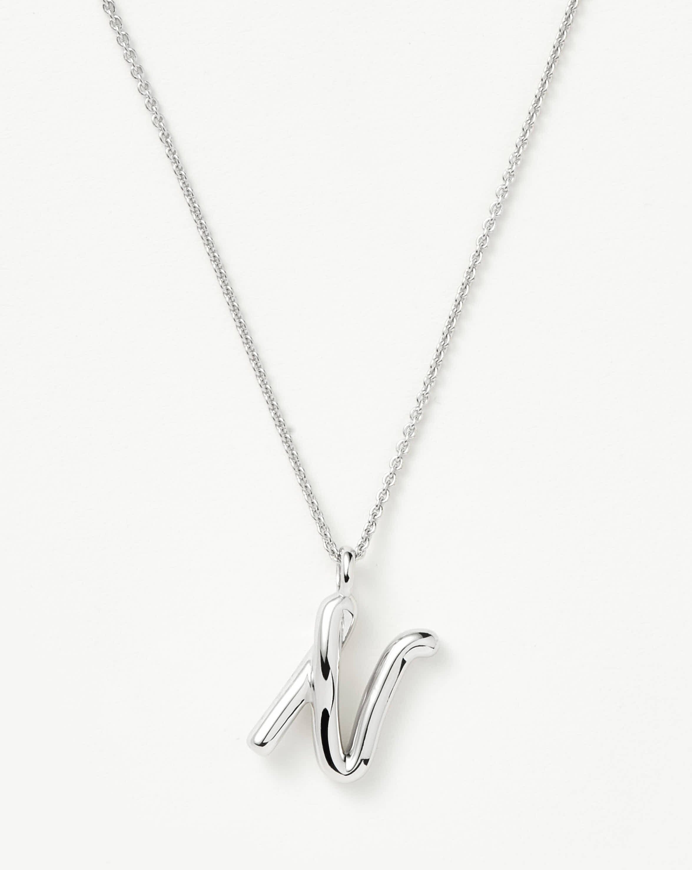 Personalized Sterling Silver Initial Necklace | Curly Molten Pendant