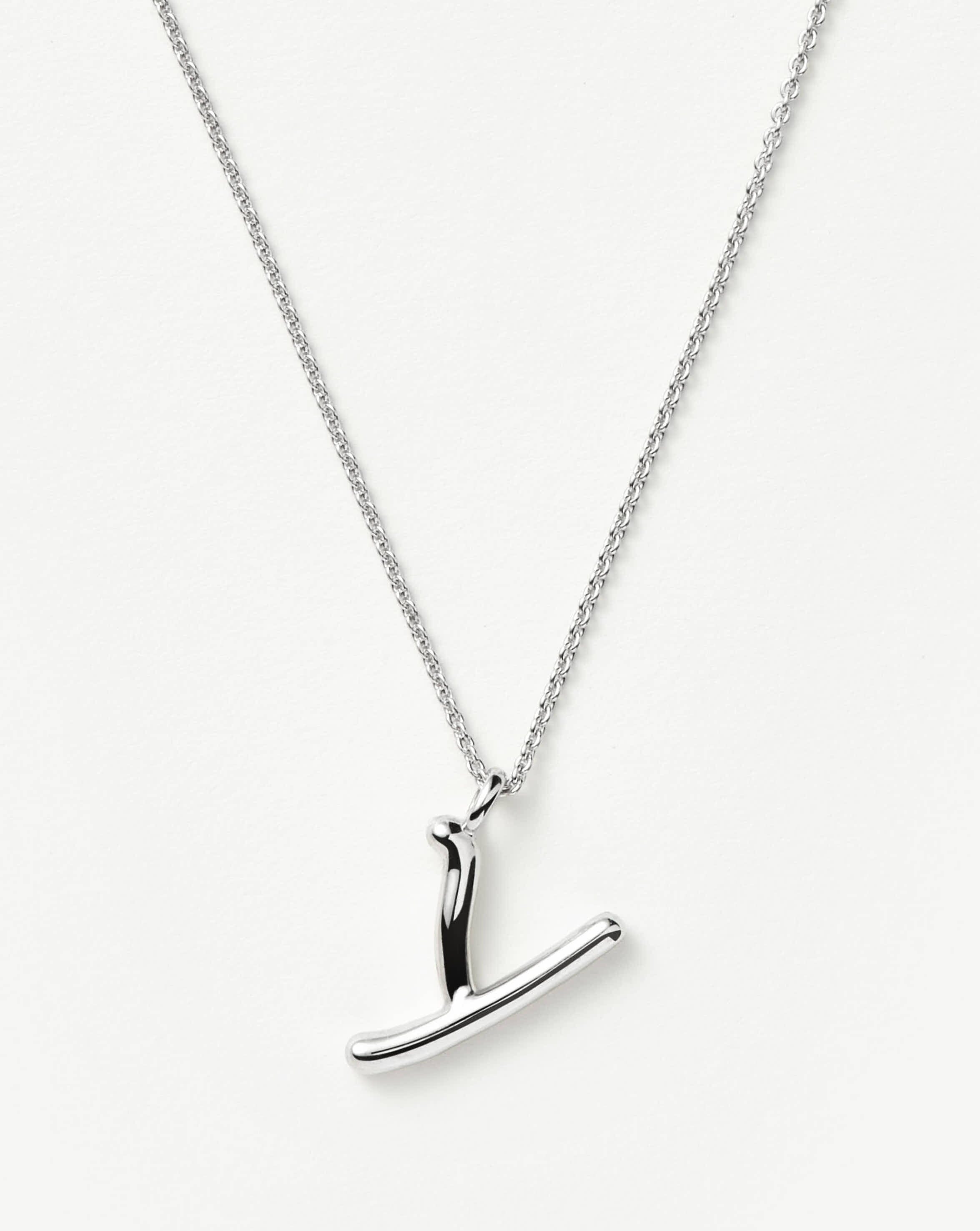 Curly Initial Pendant Necklace - Sterling Silver | Molten Y