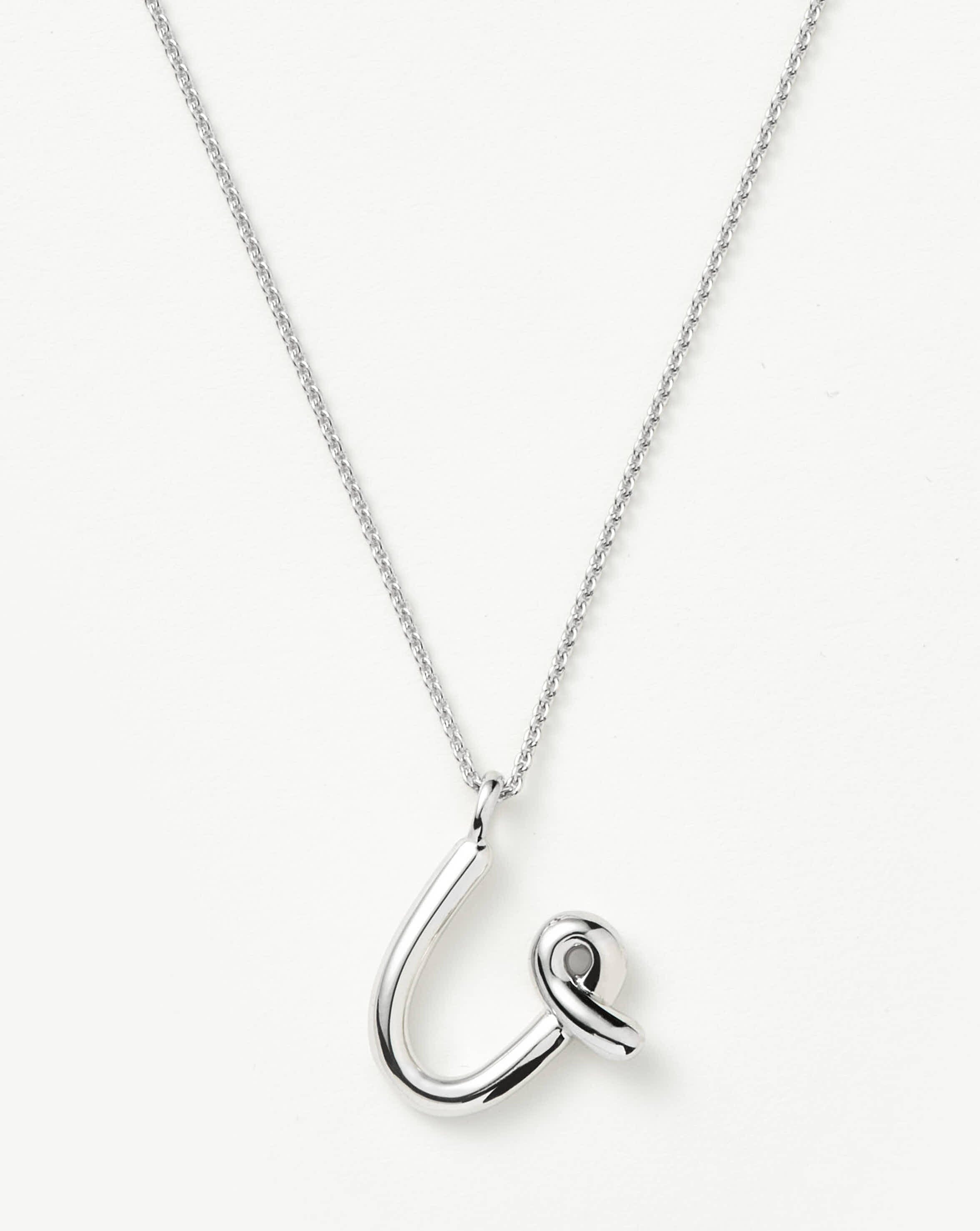 Curly Initial Pendant Necklace in Sterling Silver | Molten Jewelry