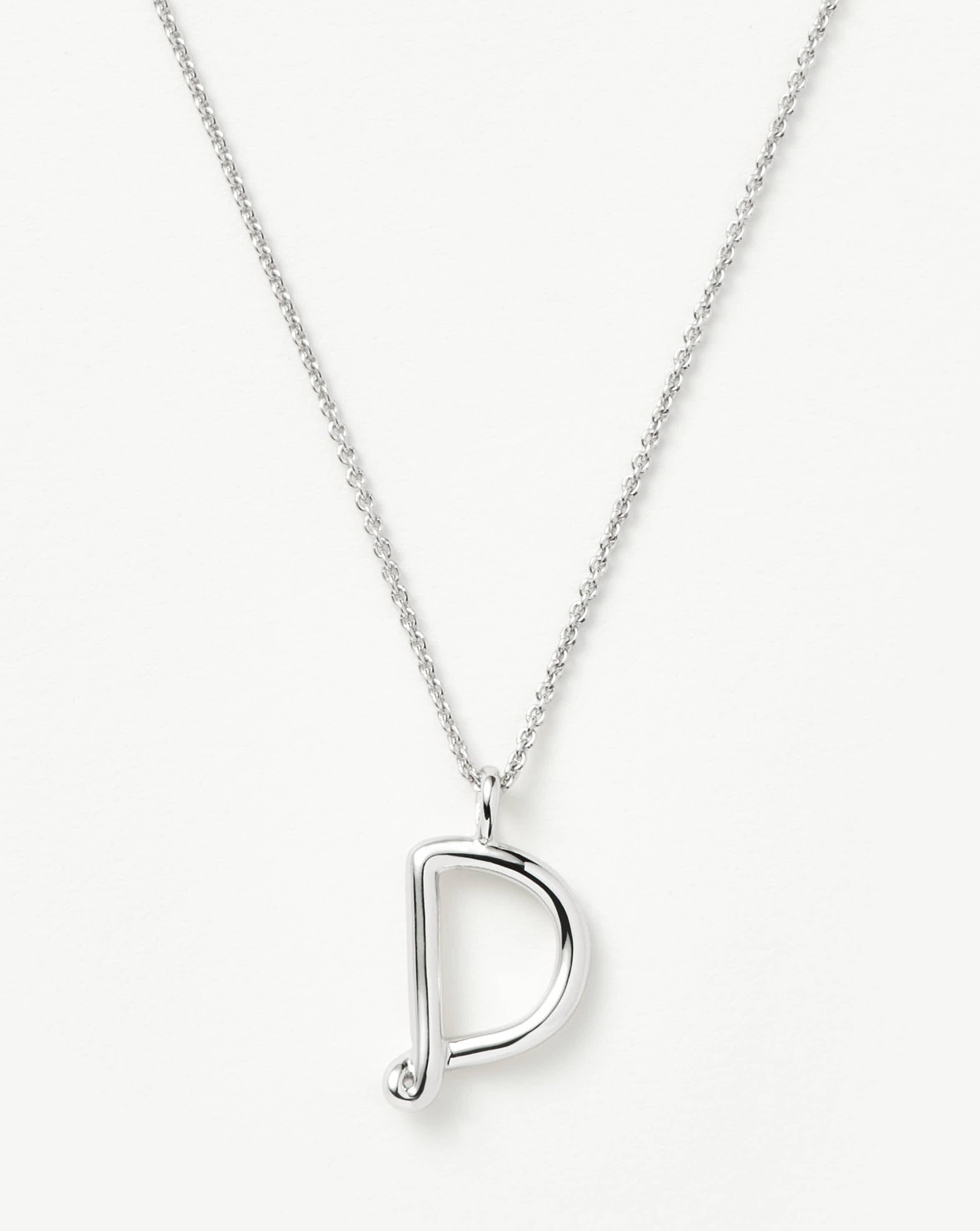 Curly Initial Pendant Necklace - Sterling Silver | Molten D