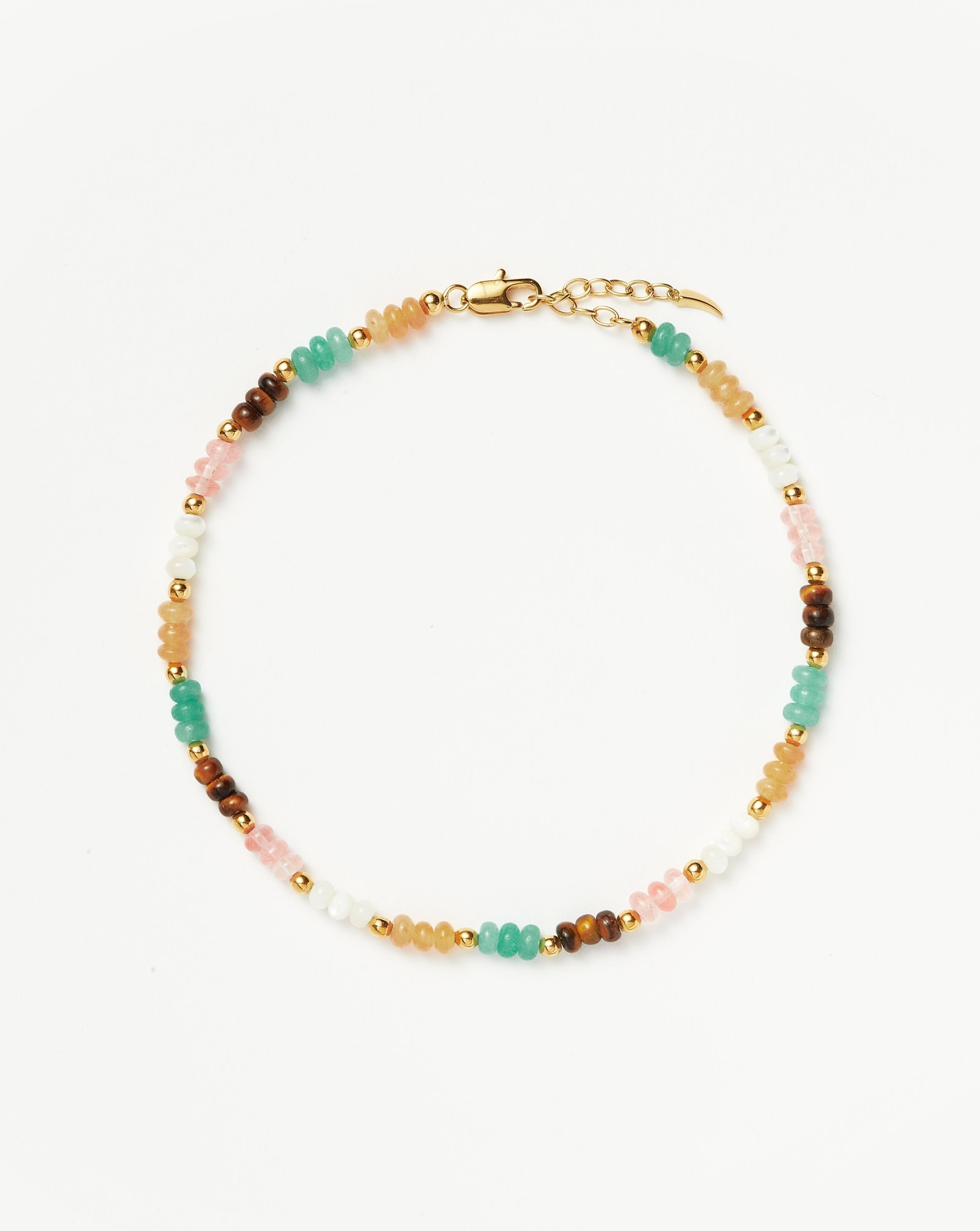 Multi Beaded Anklet with Gemstones & Pearls | Good Vibes
