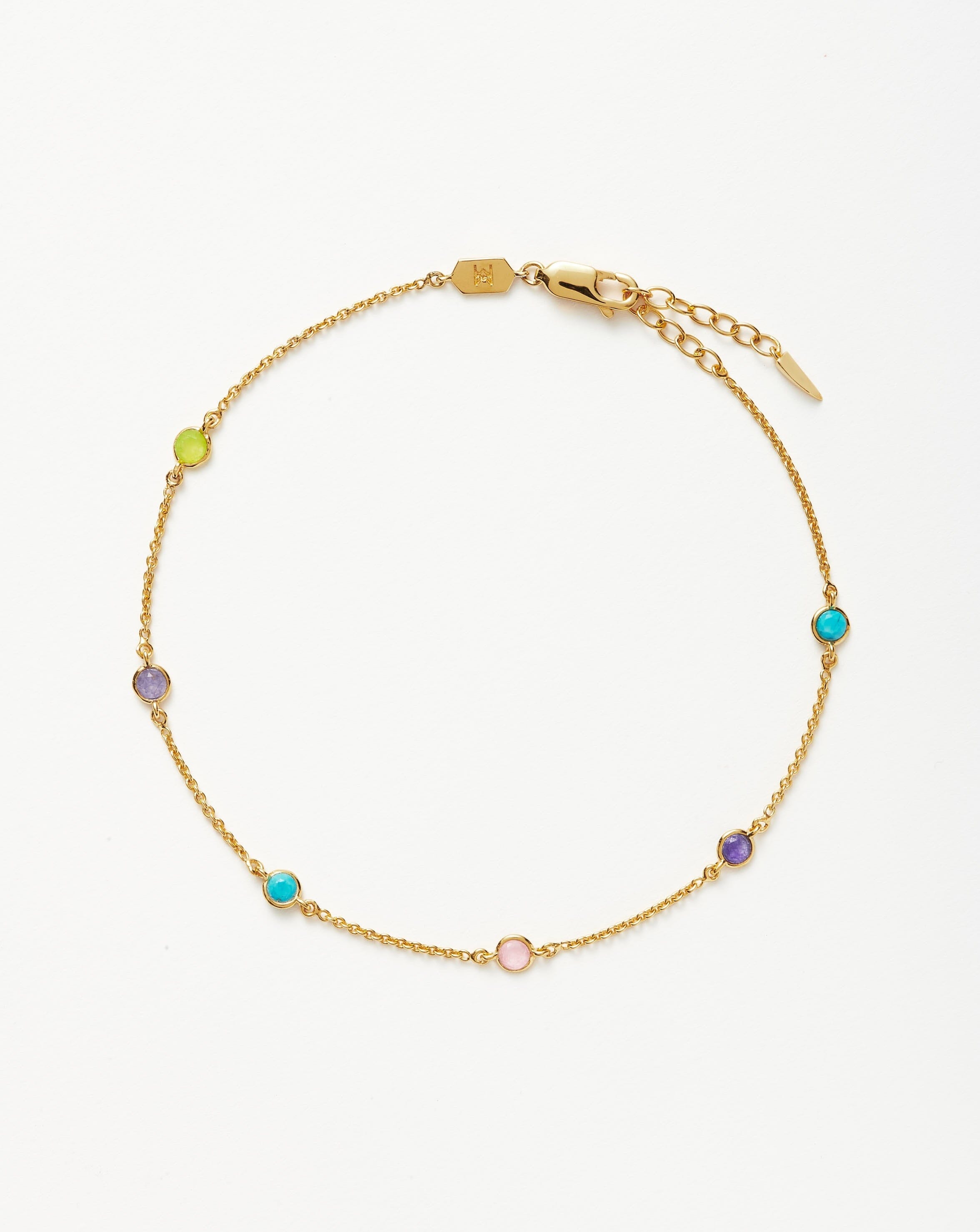 Multi Gemstone Anklet in 18k Gold Plated Vermeil | Hot Rox