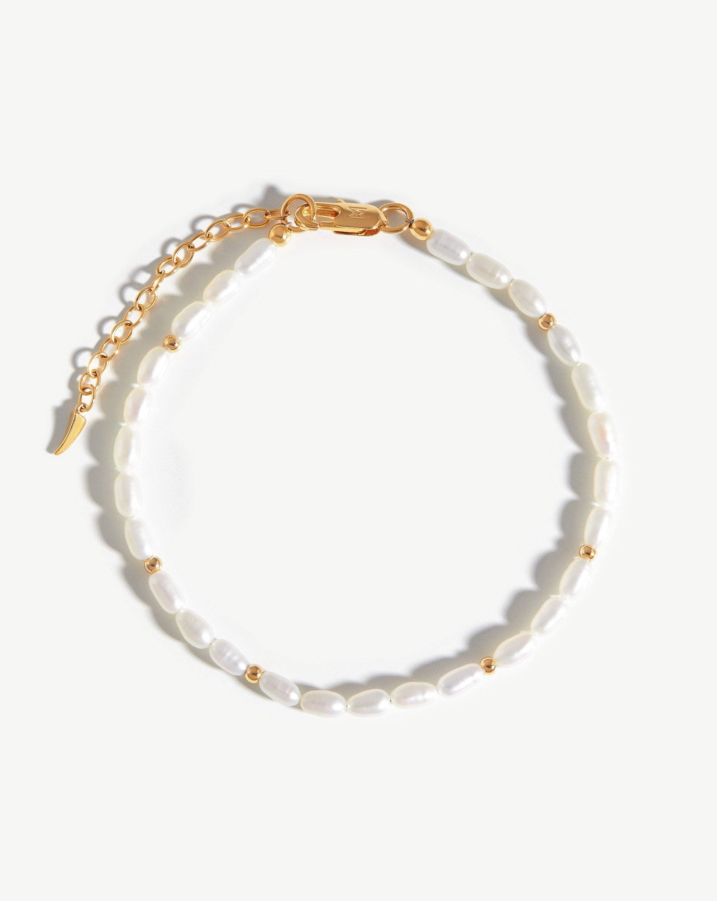 Freshwater Seed Pearl & Gold Beaded Anklet | 18k Gold Plated