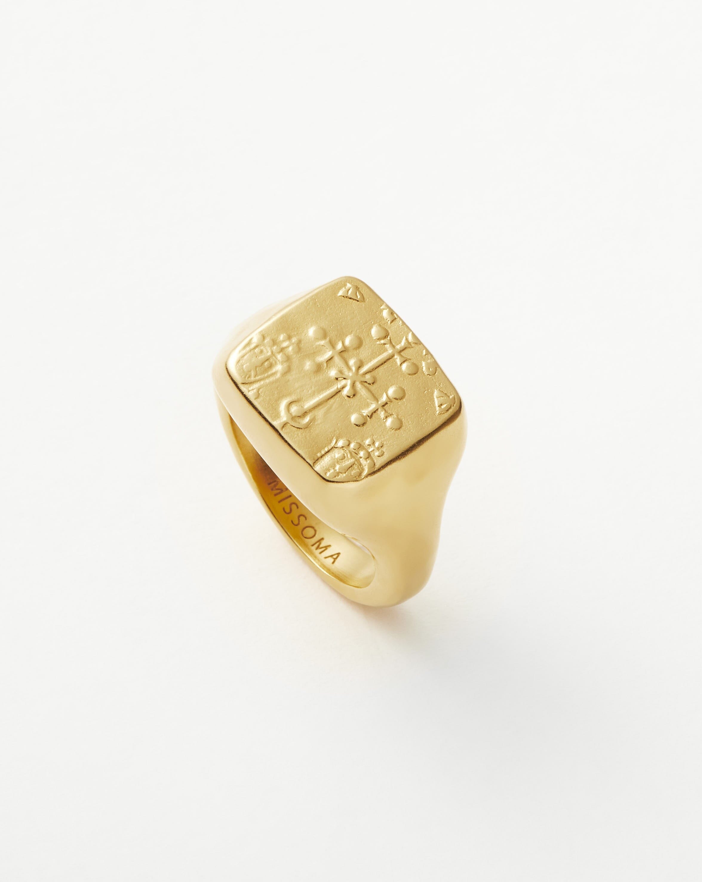 Byzantine Coin Signet Ring in 18k Gold Plated | Lucy Williams