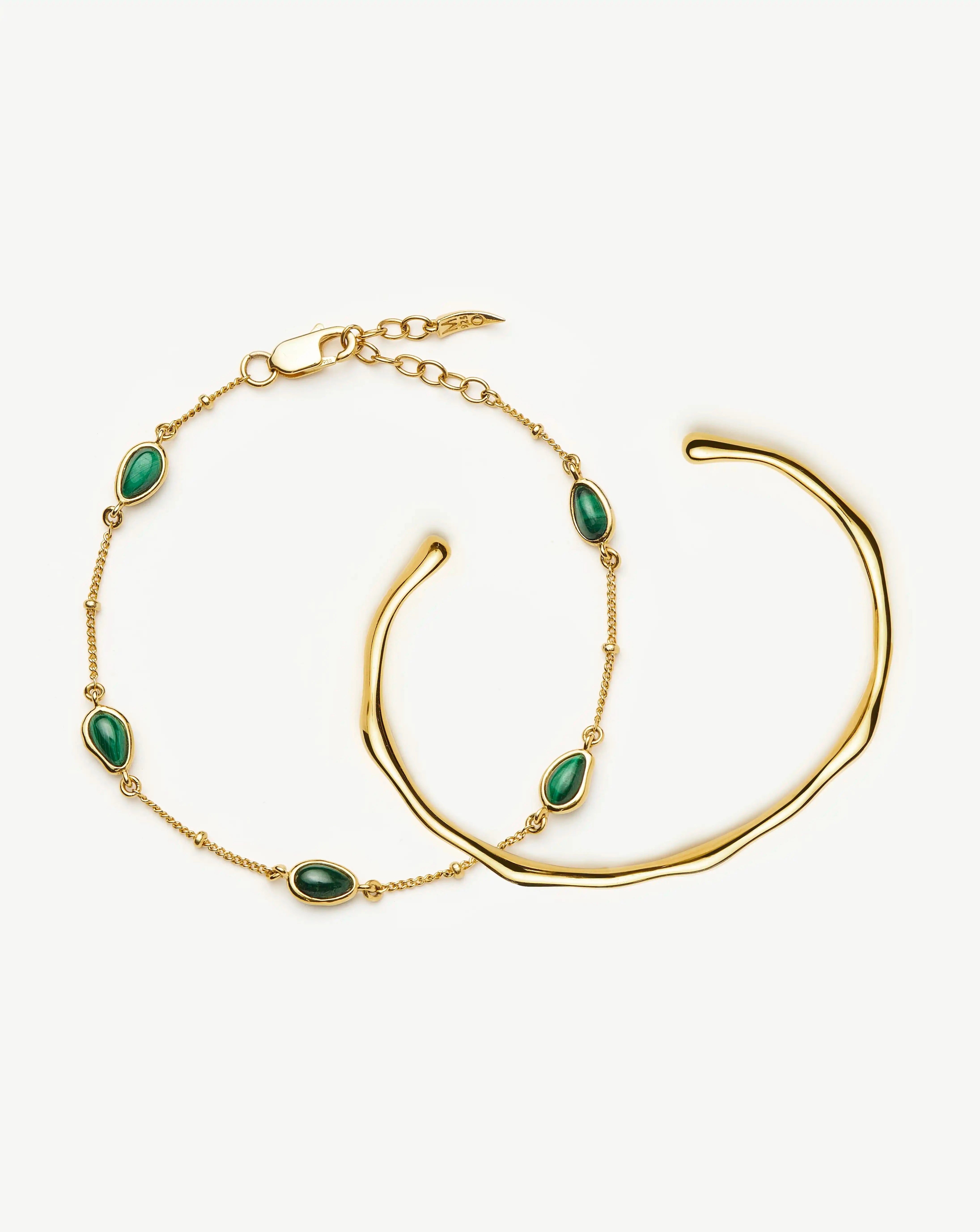 Magma Gemstone & Molten Cuff Bracelet Set in 18k Gold Vermeil | Missoma