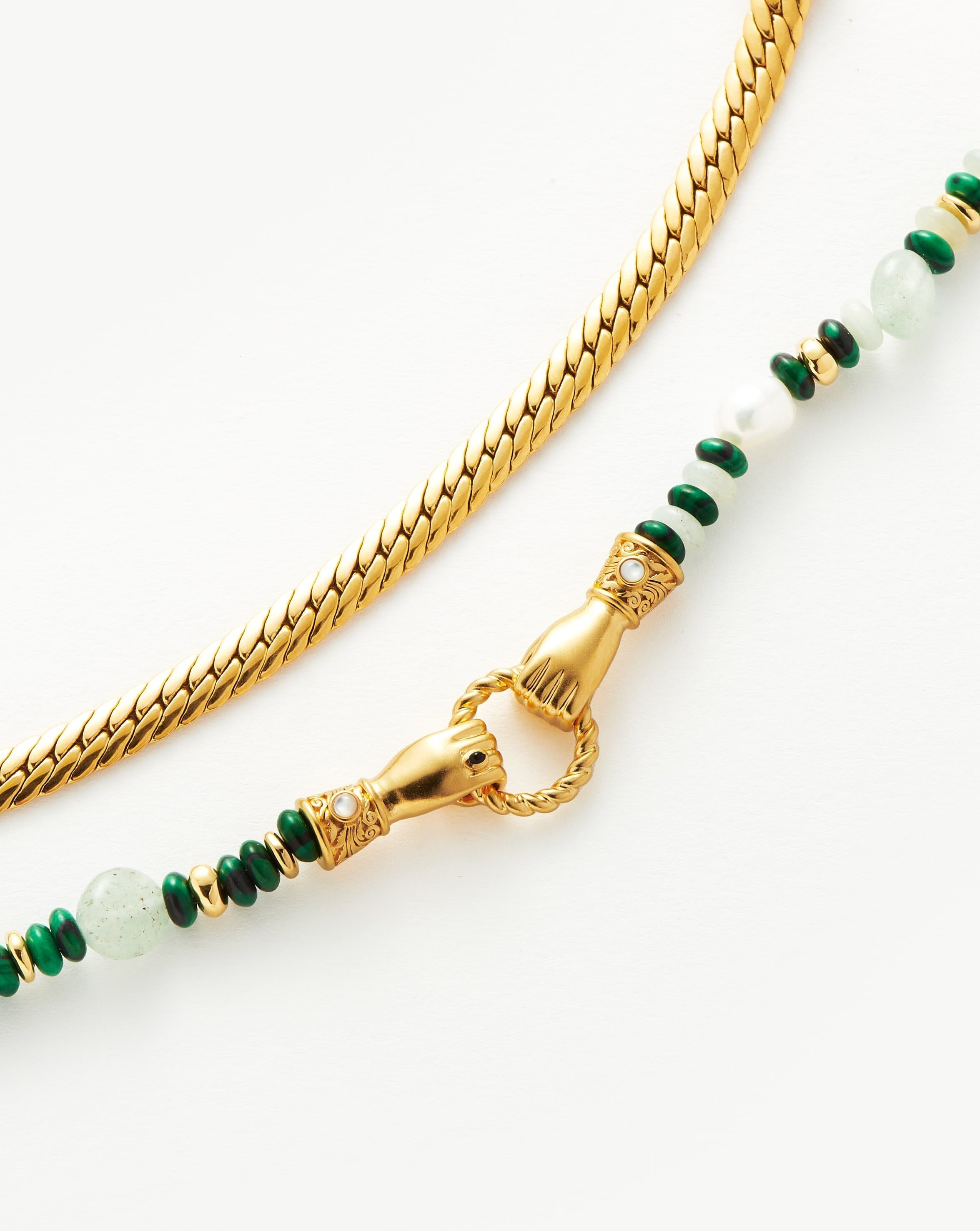 Beaded Gemstone & Chain Bracelet Set in 18k Gold | In Good Hands