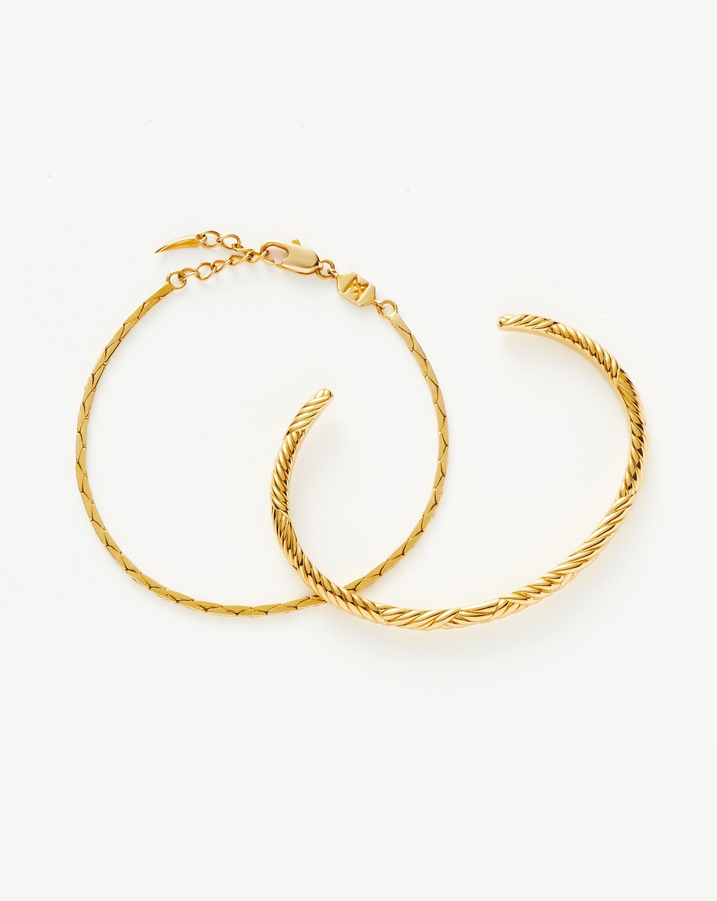 Gold Plated Gemelli Cuff & Cobra Chain Bracelet Set | Missoma