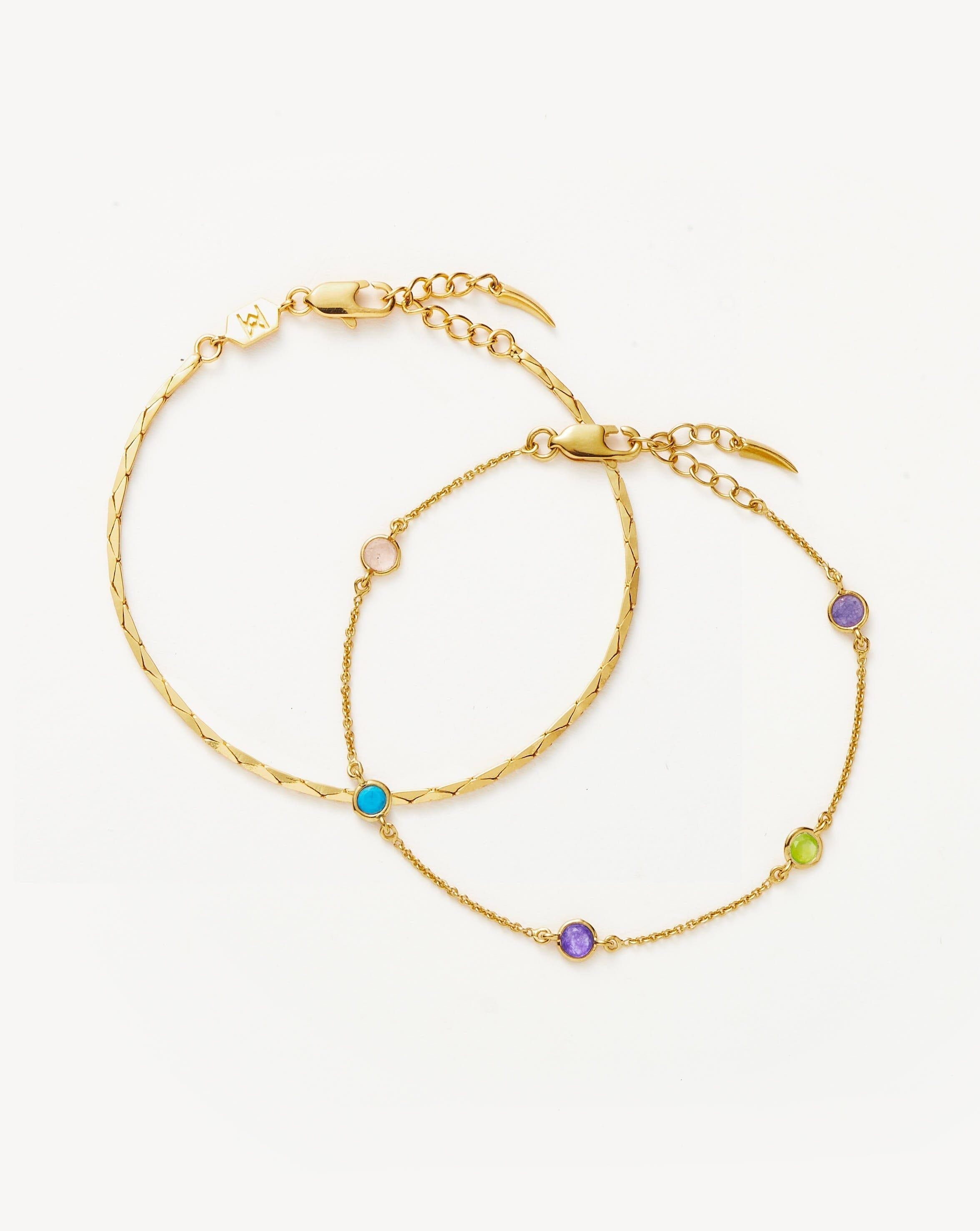 Gemstone & Cobra Snake Chain Bracelet Set | 18k Gold Plated | Missoma