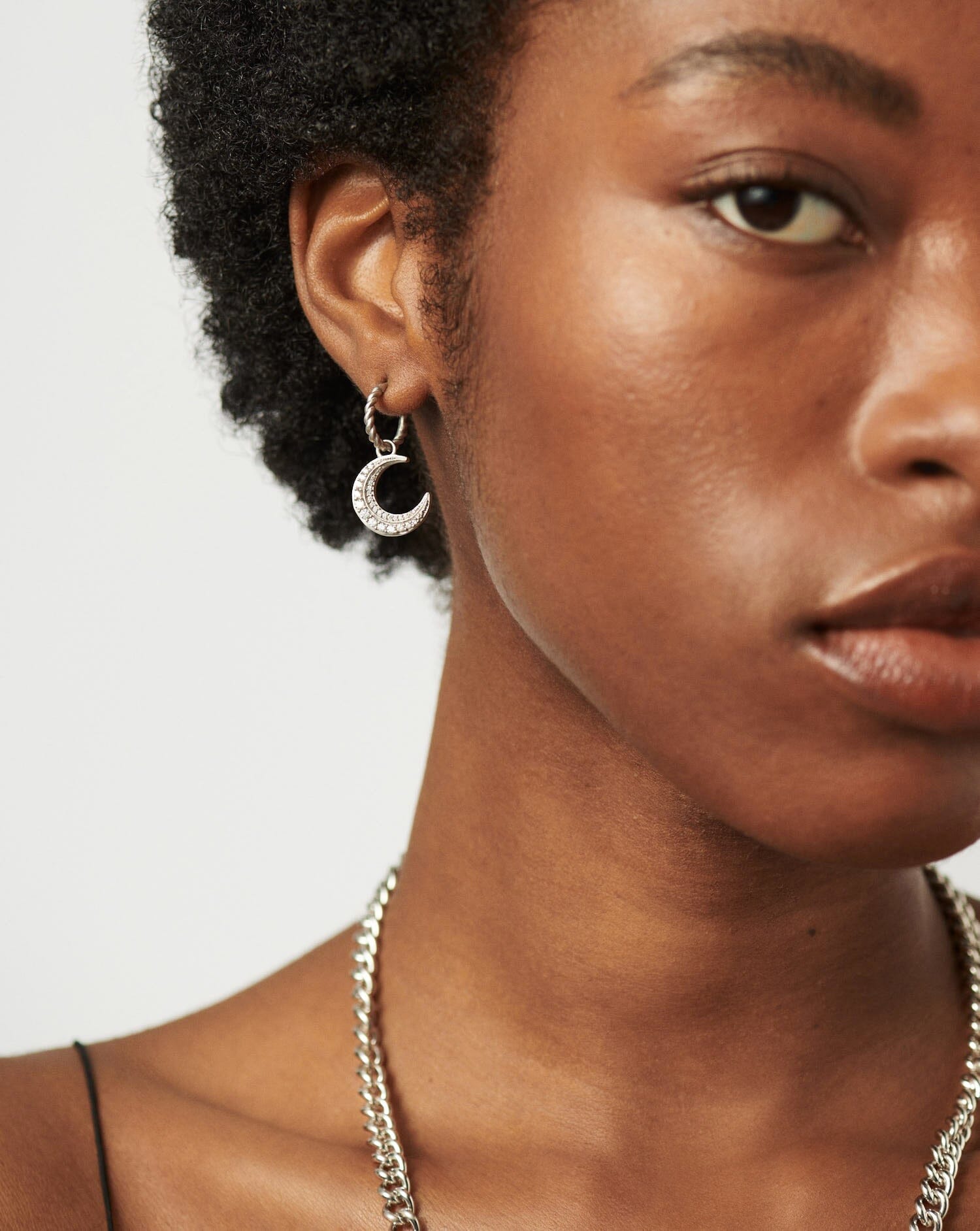 Moon & Star Pearl Hoop Earrings | Silver Plated with Cubic Zirconia | Harris Reed
