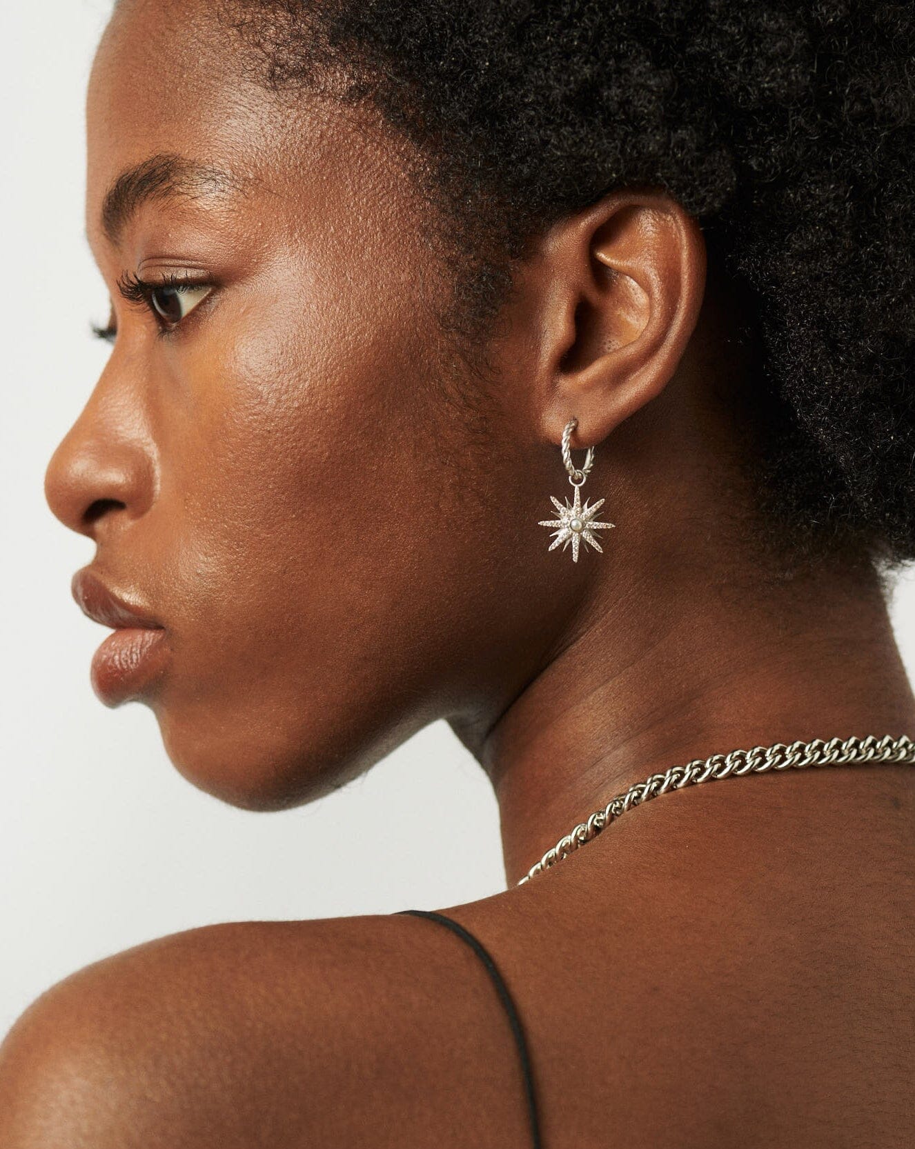 Moon & Star Pearl Hoop Earrings | Silver Plated with Cubic Zirconia | Harris Reed